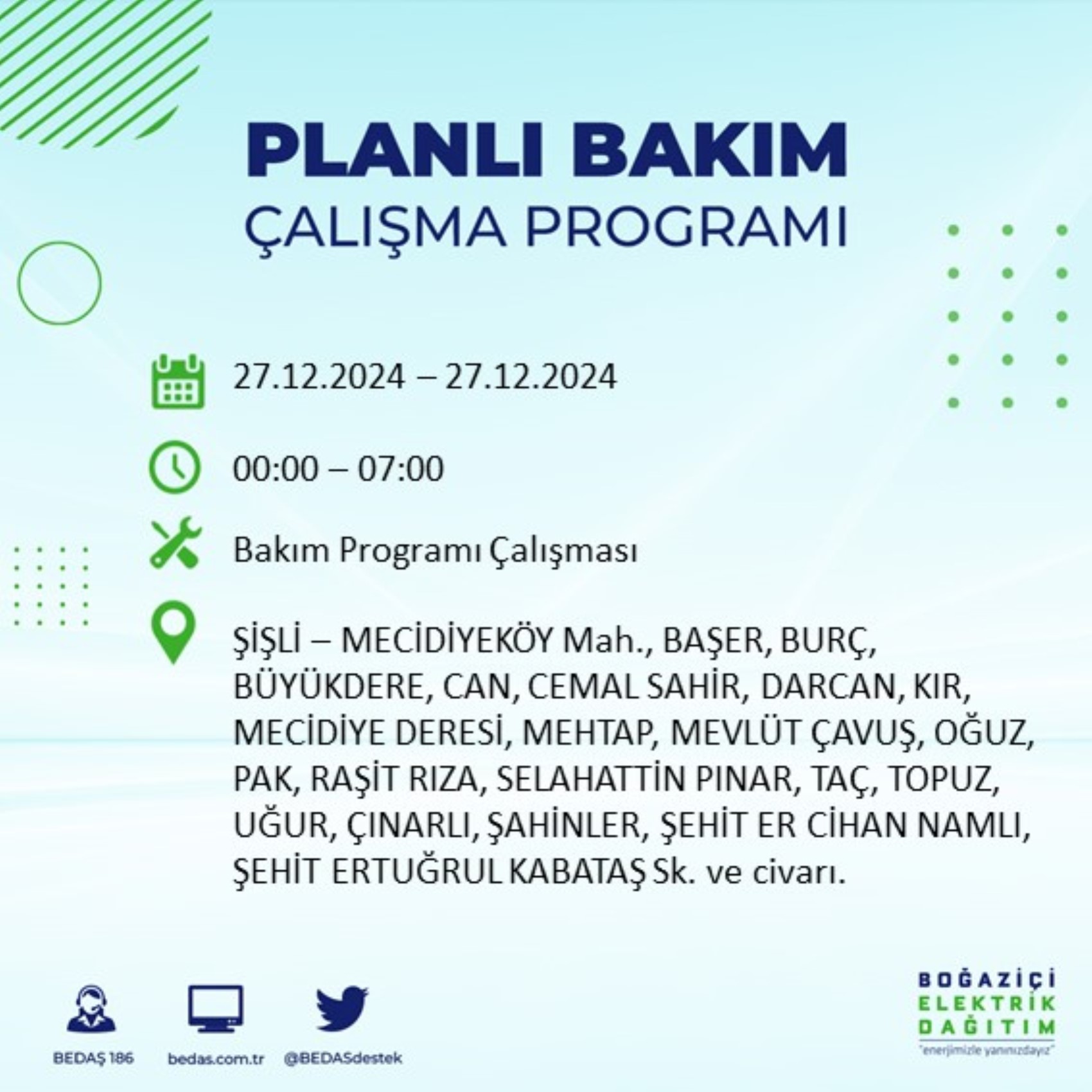BEDAŞ ha annunciato... Interruzione di corrente a Istanbul: quali quartieri saranno interessati il 28 dicembre?