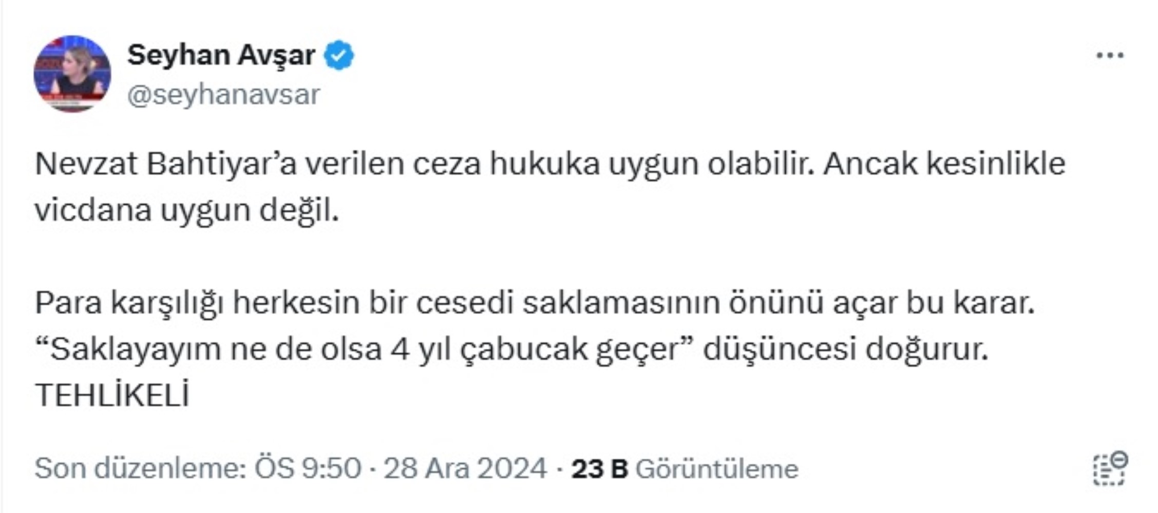 Nevzat Bahtiyar'a 4 yıl 6 ay hapis kararına sosyal medyada tepki yağdı: 'Herkesin bir cesedi saklamasının önünü açar'