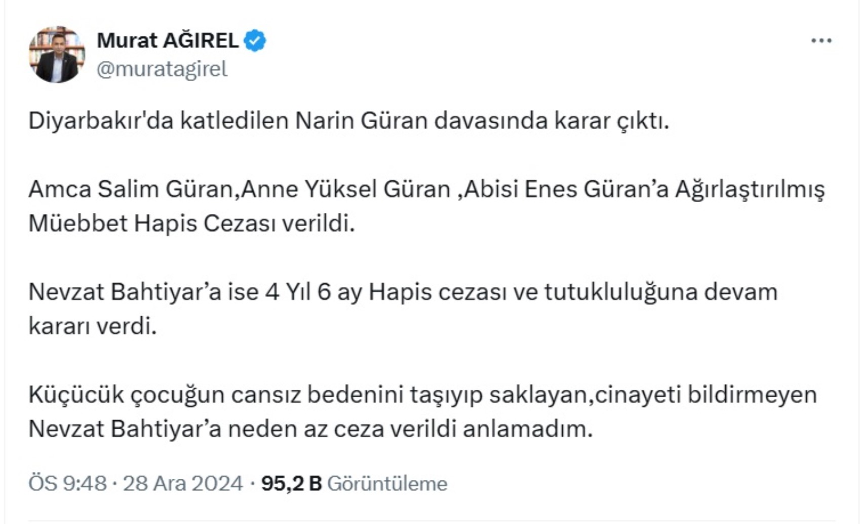 Nevzat Bahtiyar'a 4 yıl 6 ay hapis kararına sosyal medyada tepki yağdı: 'Herkesin bir cesedi saklamasının önünü açar'