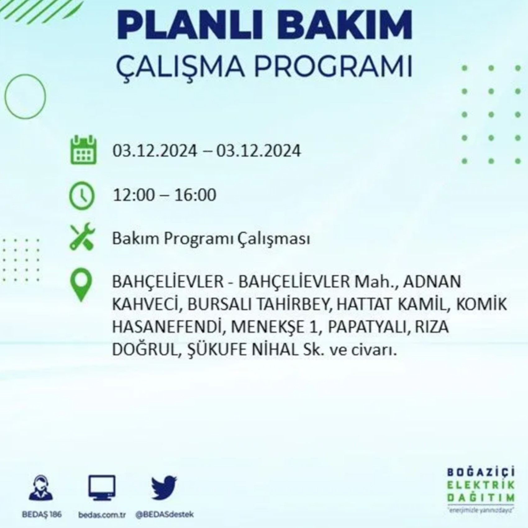 BEDAŞ açıkladı... İstanbul'da elektrik kesintisi: 3 Aralık'da hangi mahalleler etkilenecek?