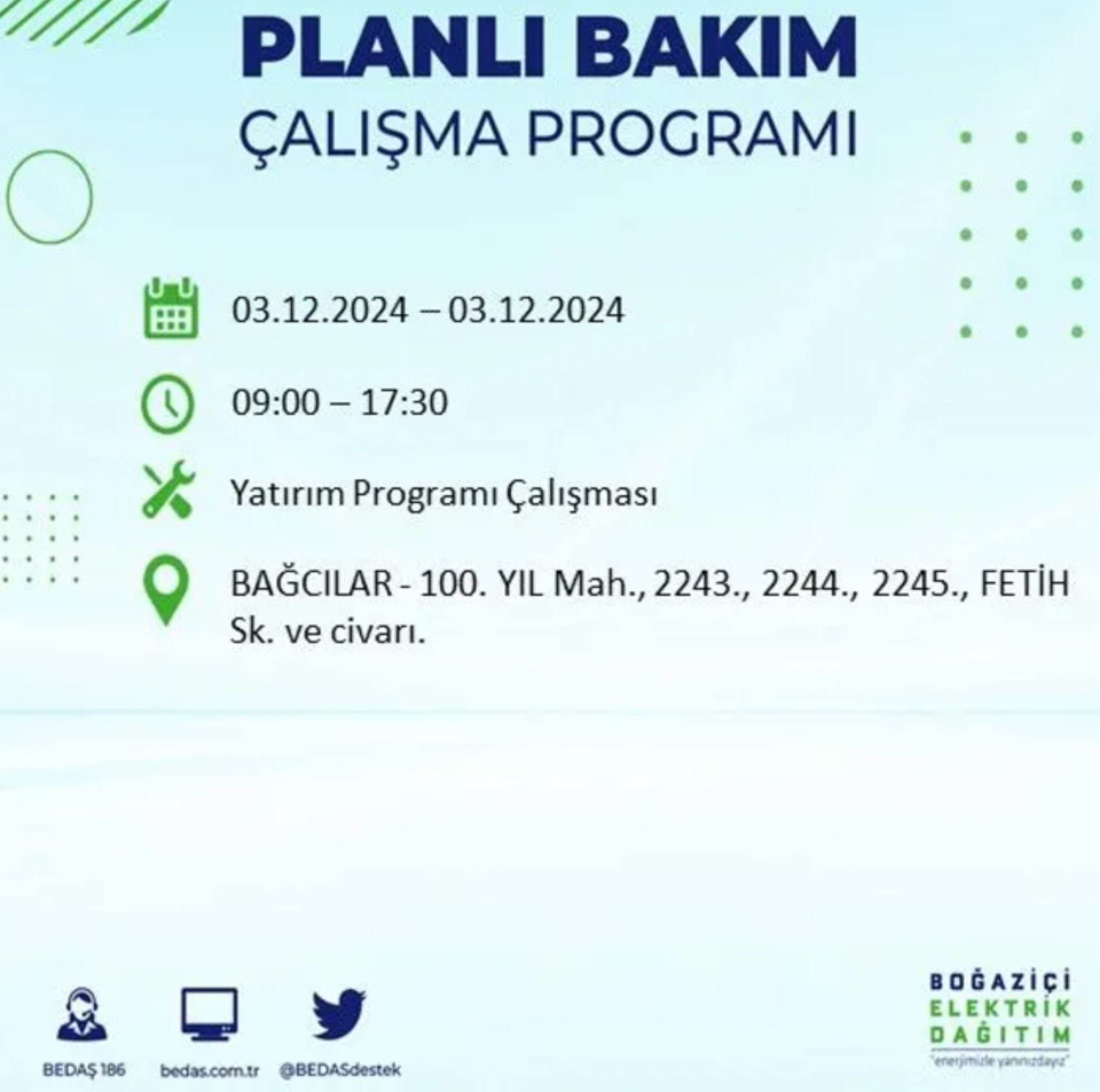 BEDAŞ açıkladı... İstanbul'da elektrik kesintisi: 3 Aralık'da hangi mahalleler etkilenecek?