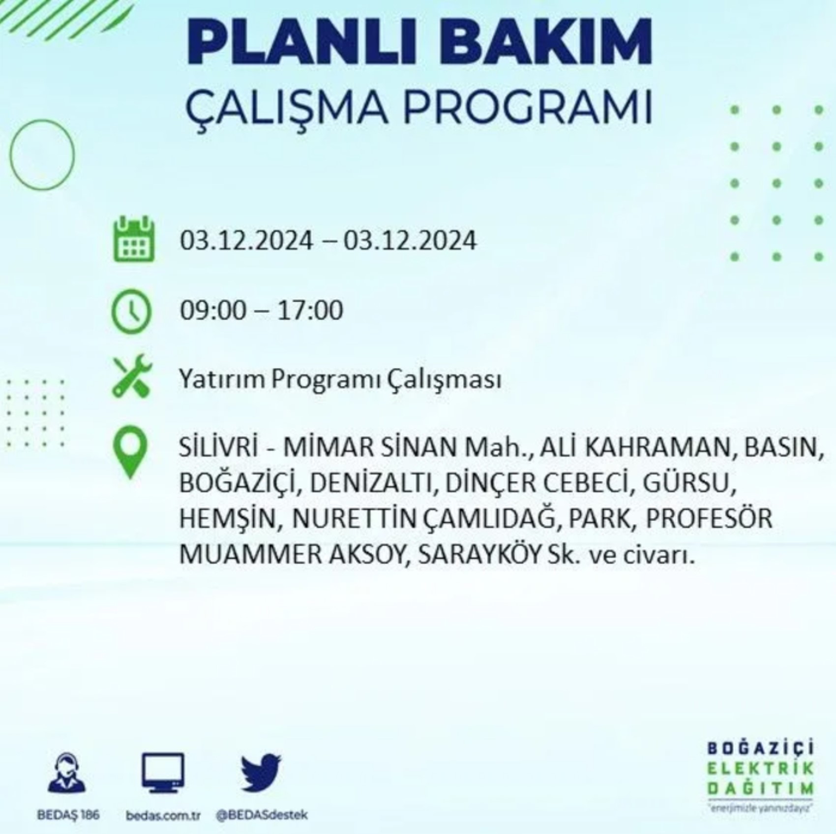 BEDAŞ açıkladı... İstanbul'da elektrik kesintisi: 3 Aralık'da hangi mahalleler etkilenecek?