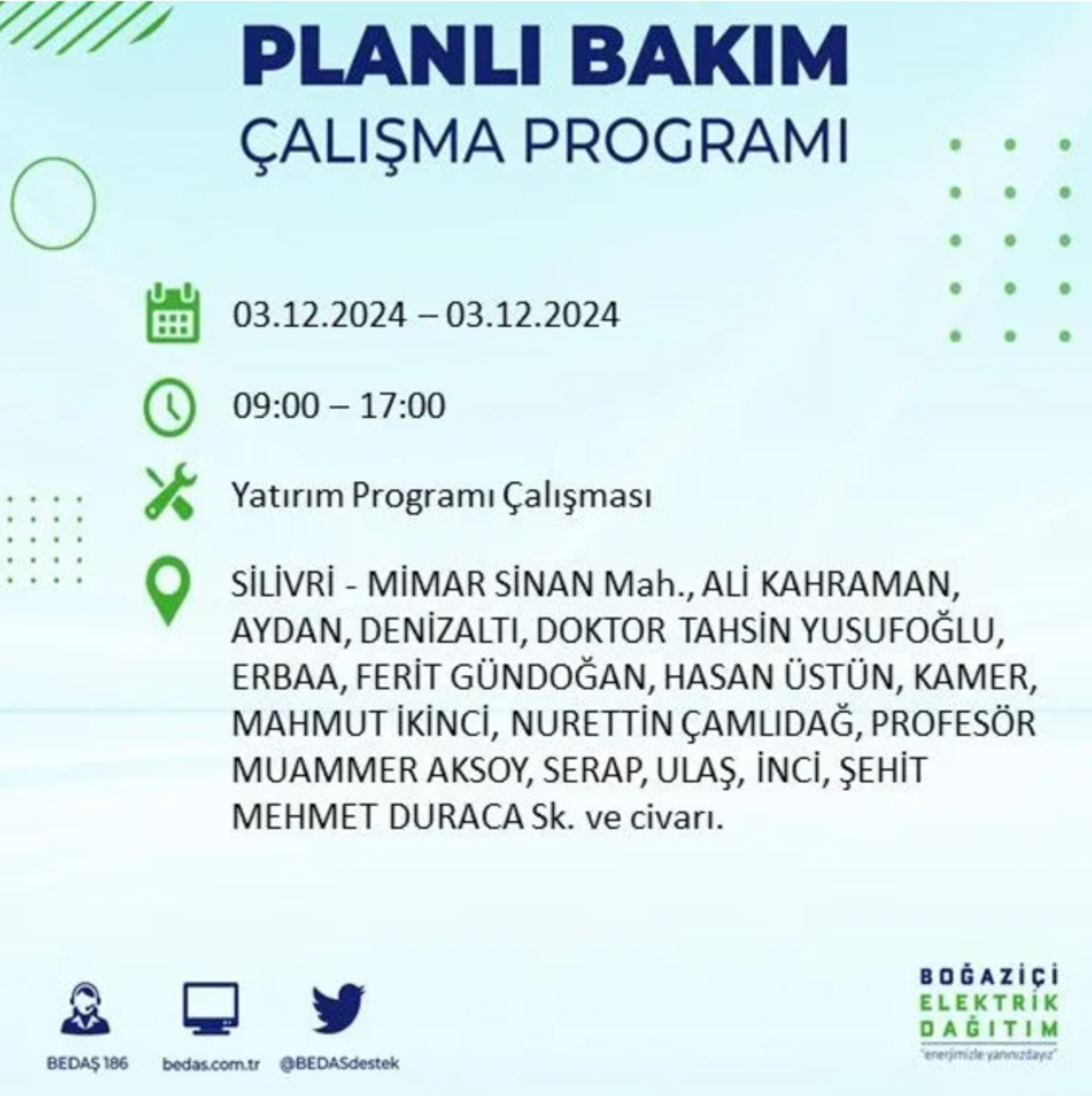 BEDAŞ açıkladı... İstanbul'da elektrik kesintisi: 3 Aralık'da hangi mahalleler etkilenecek?