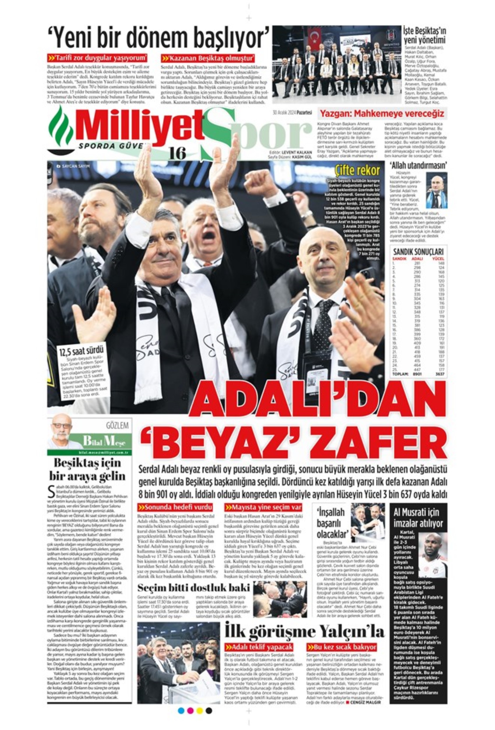 Battaglia per Kevin De Bruyne e operazione Kolo Muani: Serdal Adalı è il nuovo presidente del Beşiktaş! I titoli sportivi del 30 dicembre