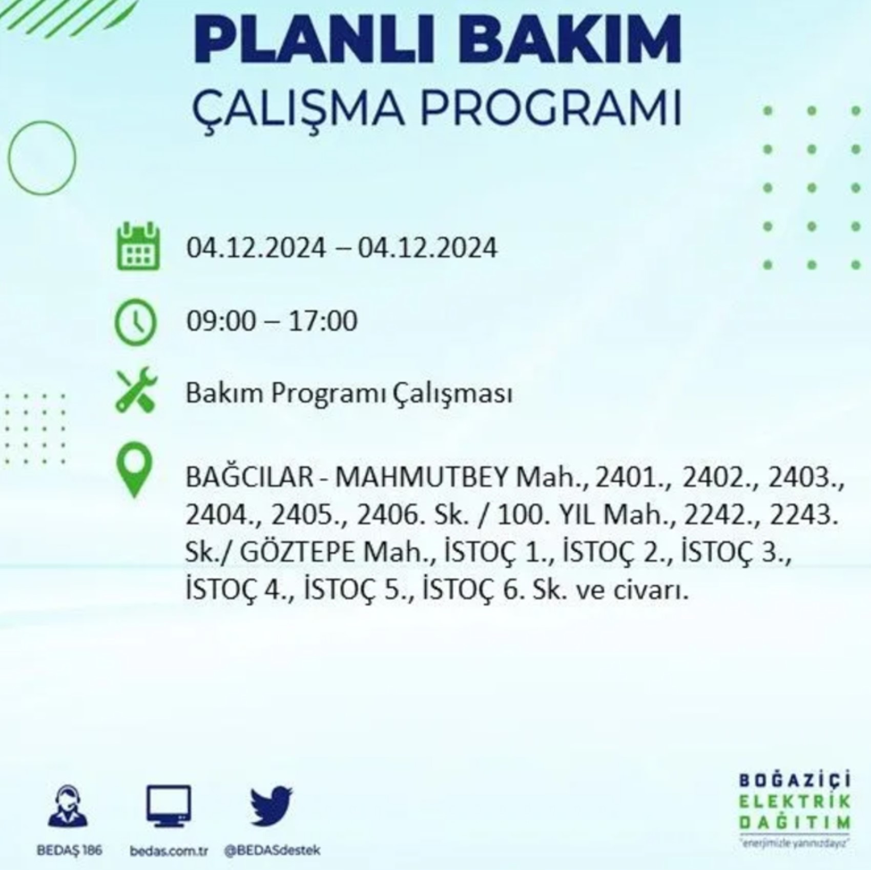 BEDAŞ açıkladı... İstanbul'da elektrik kesintisi: 4 Aralık Çarşamba hangi mahalleler etkilenecek?