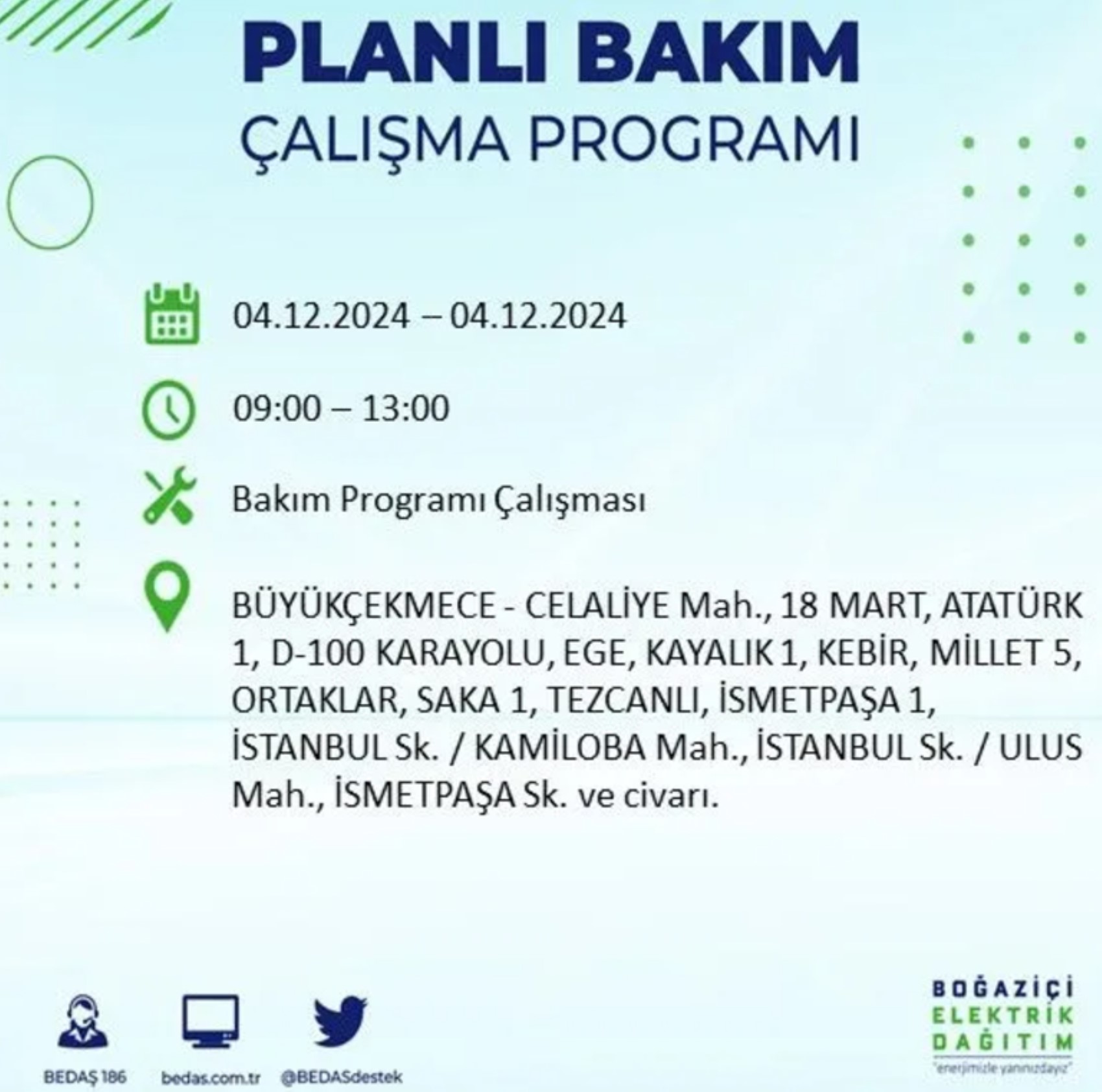 BEDAŞ açıkladı... İstanbul'da elektrik kesintisi: 4 Aralık Çarşamba hangi mahalleler etkilenecek?