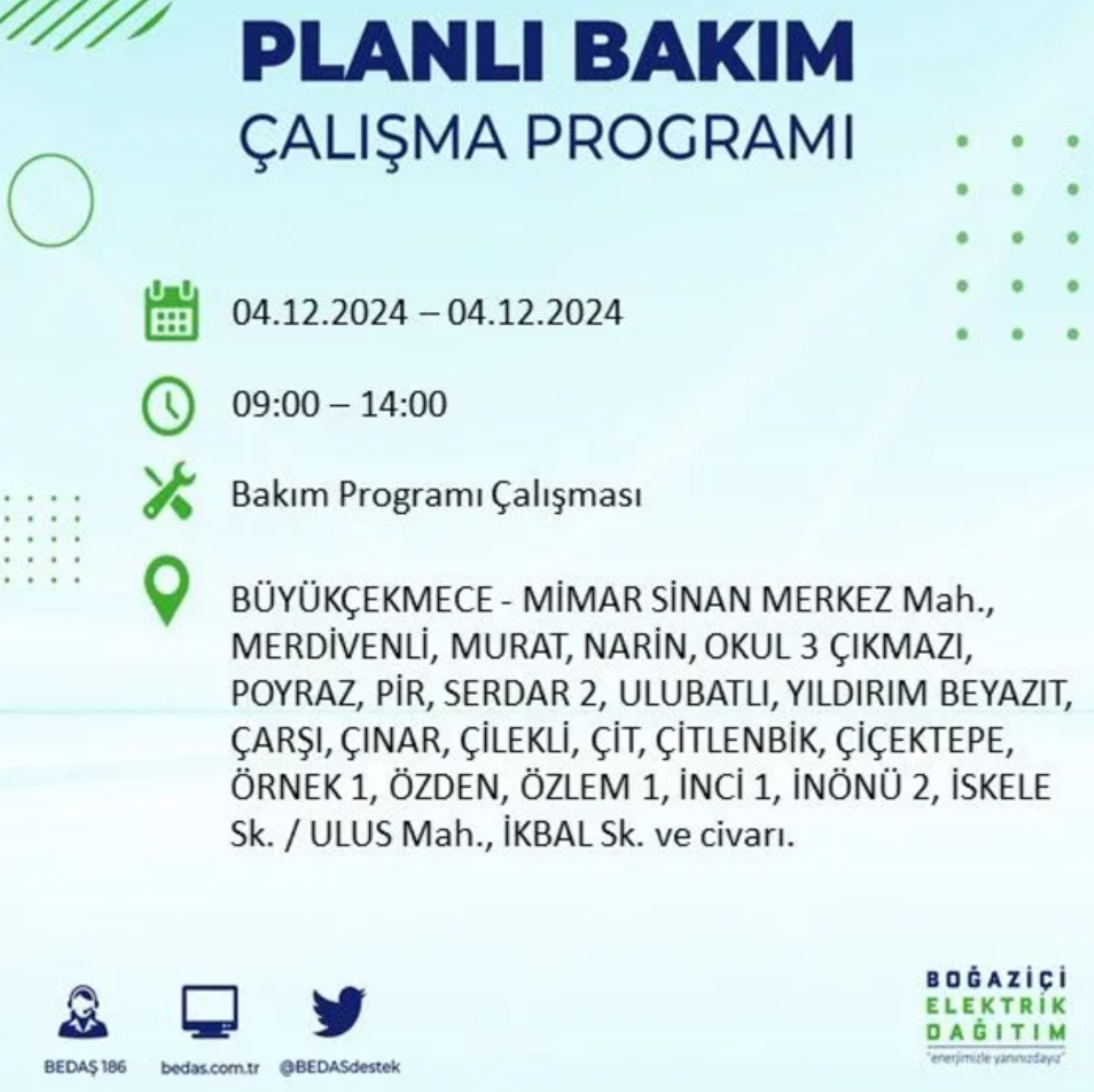 BEDAŞ açıkladı... İstanbul'da elektrik kesintisi: 4 Aralık Çarşamba hangi mahalleler etkilenecek?