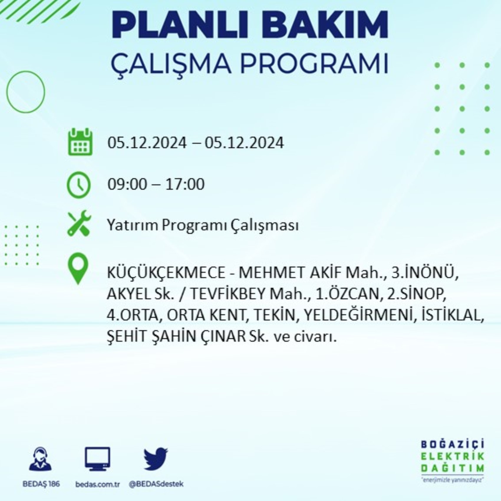 BEDAŞ açıkladı... İstanbul'da elektrik kesintisi: 5 Aralık'ta hangi mahalleler etkilenecek?