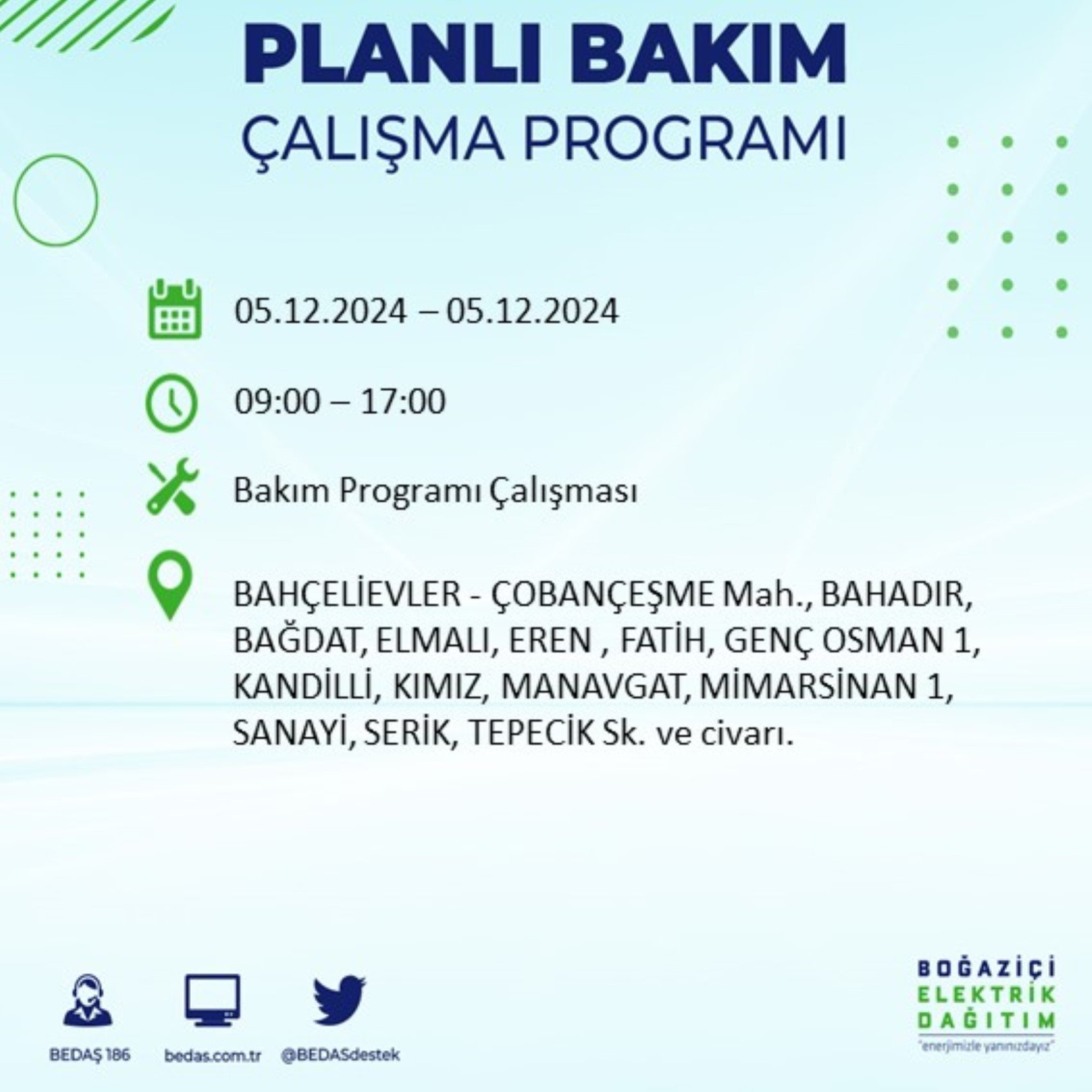 BEDAŞ açıkladı... İstanbul'da elektrik kesintisi: 5 Aralık'ta hangi mahalleler etkilenecek?