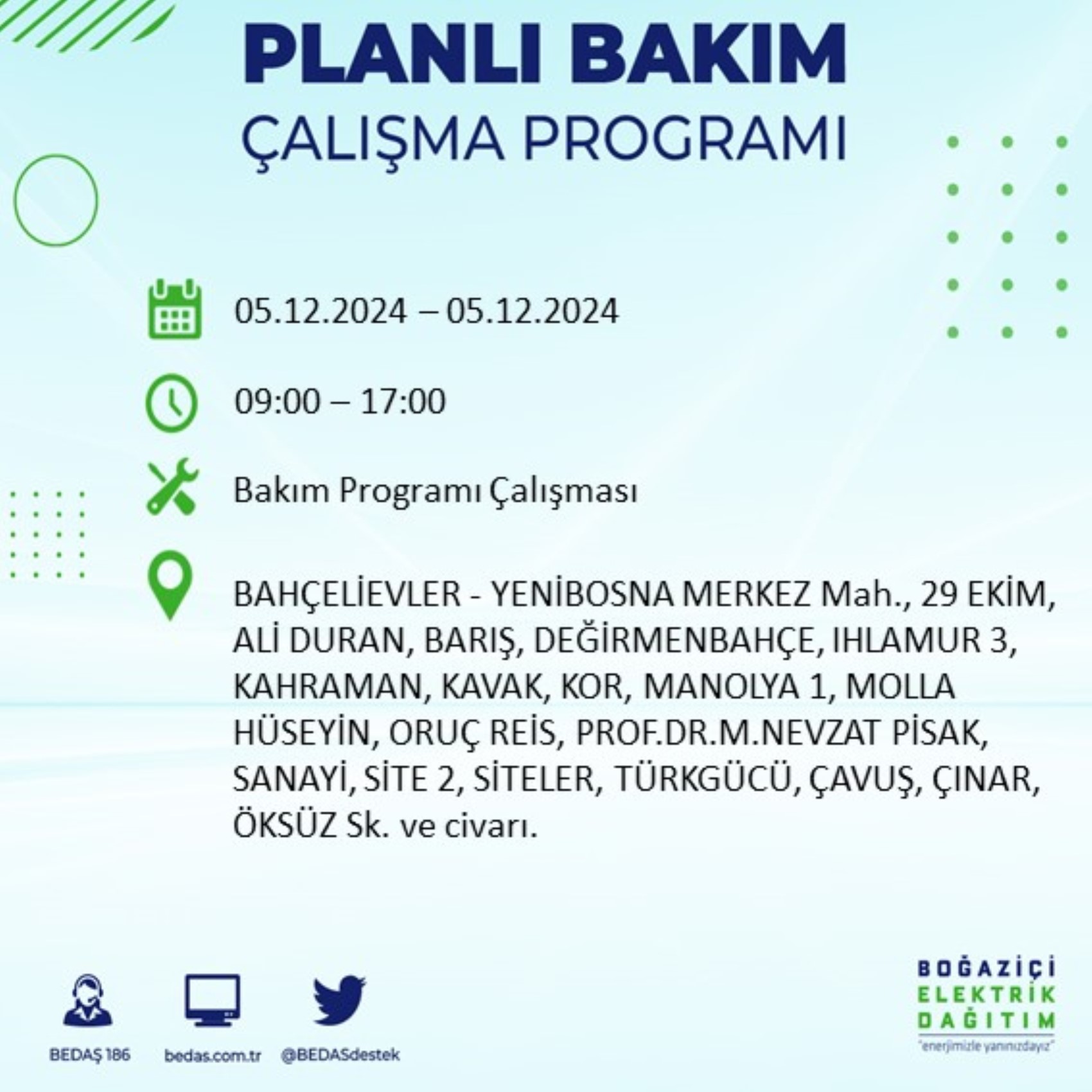 BEDAŞ açıkladı... İstanbul'da elektrik kesintisi: 5 Aralık'ta hangi mahalleler etkilenecek?