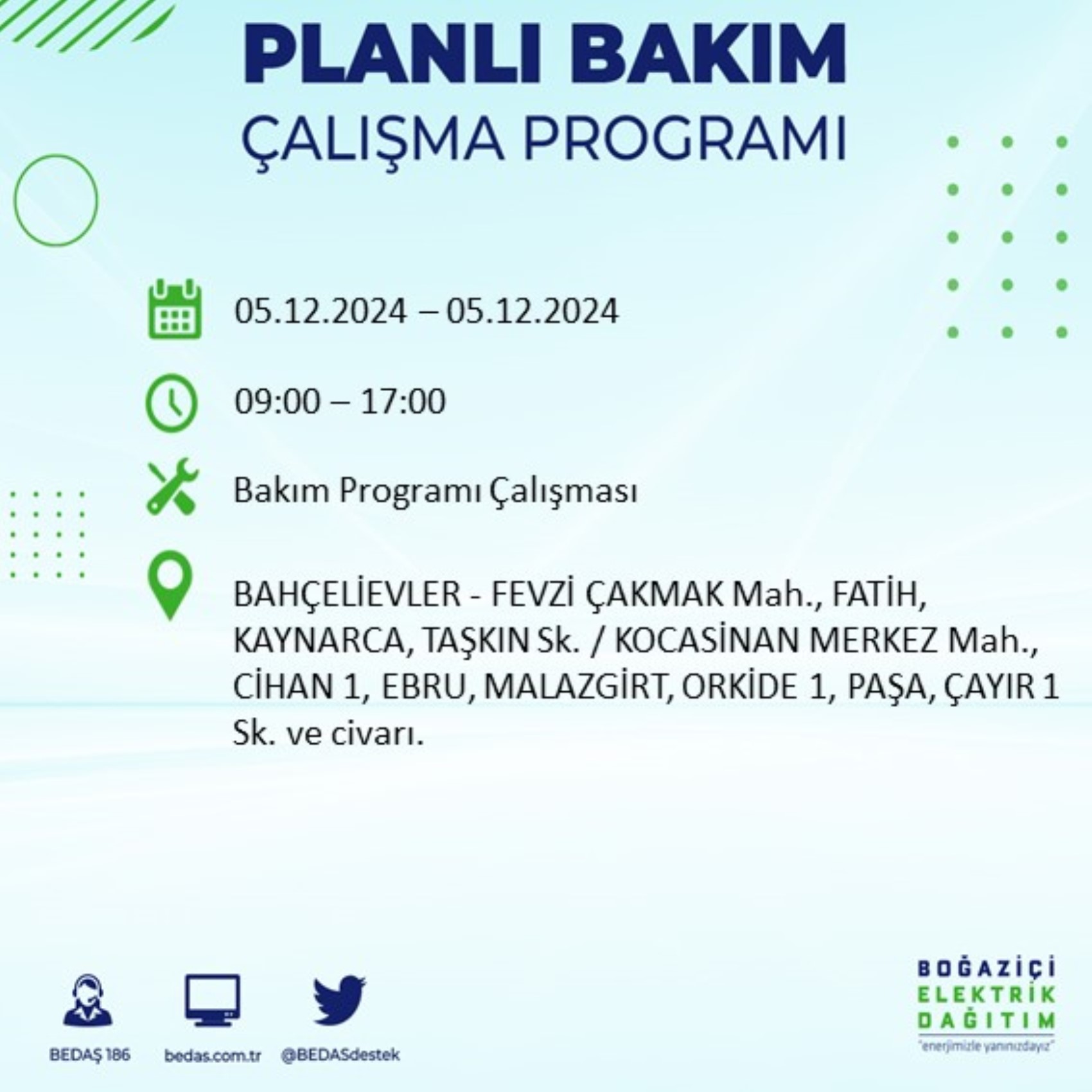 BEDAŞ açıkladı... İstanbul'da elektrik kesintisi: 5 Aralık'ta hangi mahalleler etkilenecek?