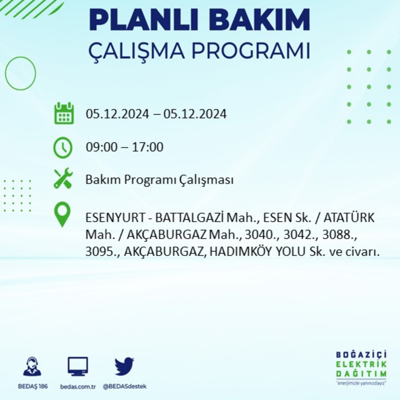 BEDAŞ açıkladı... İstanbul'da elektrik kesintisi: 5 Aralık'ta hangi mahalleler etkilenecek?