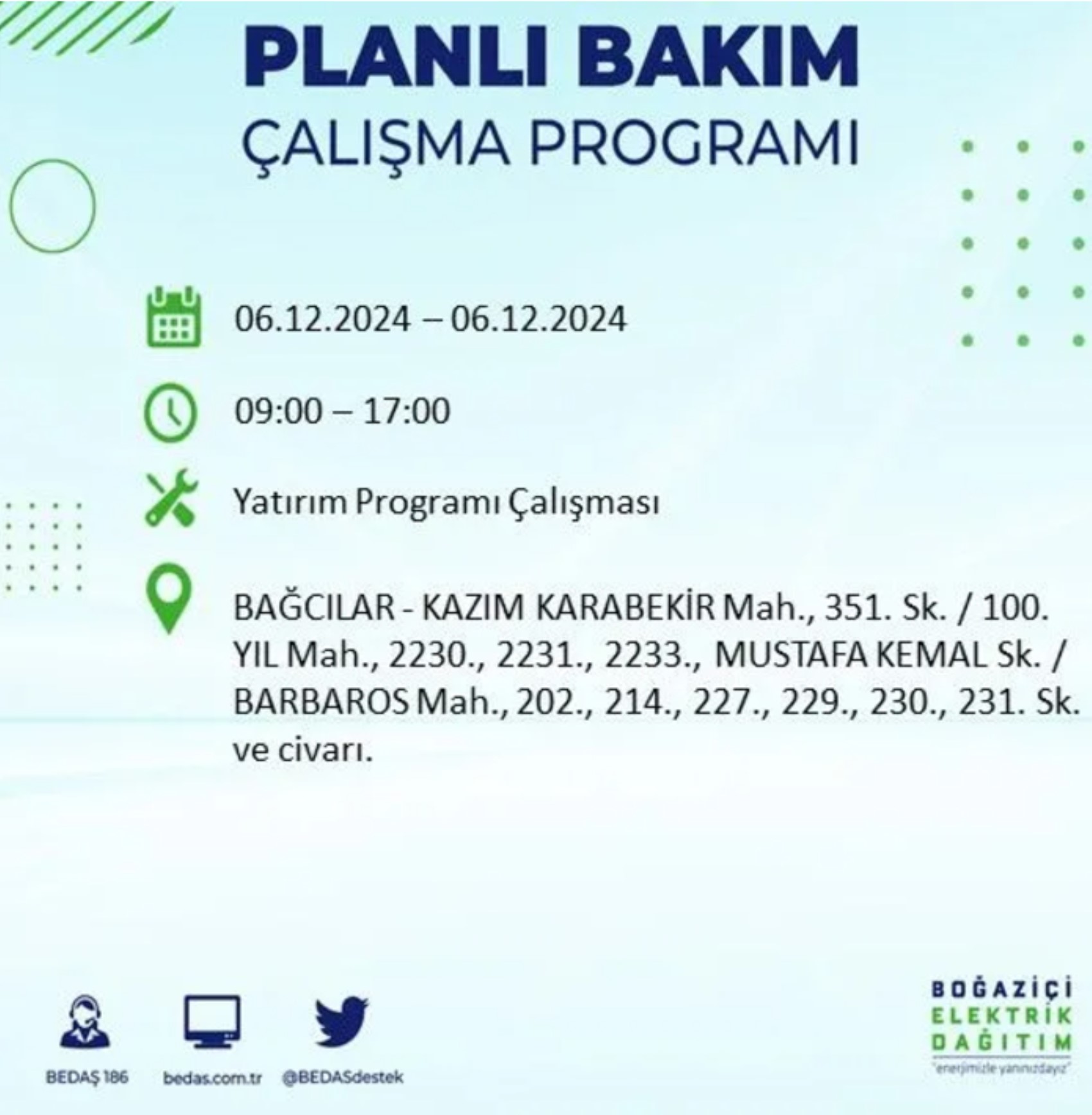 BEDAŞ açıkladı... İstanbul'da elektrik kesintisi: 6 Aralık'ta hangi mahalleler etkilenecek?