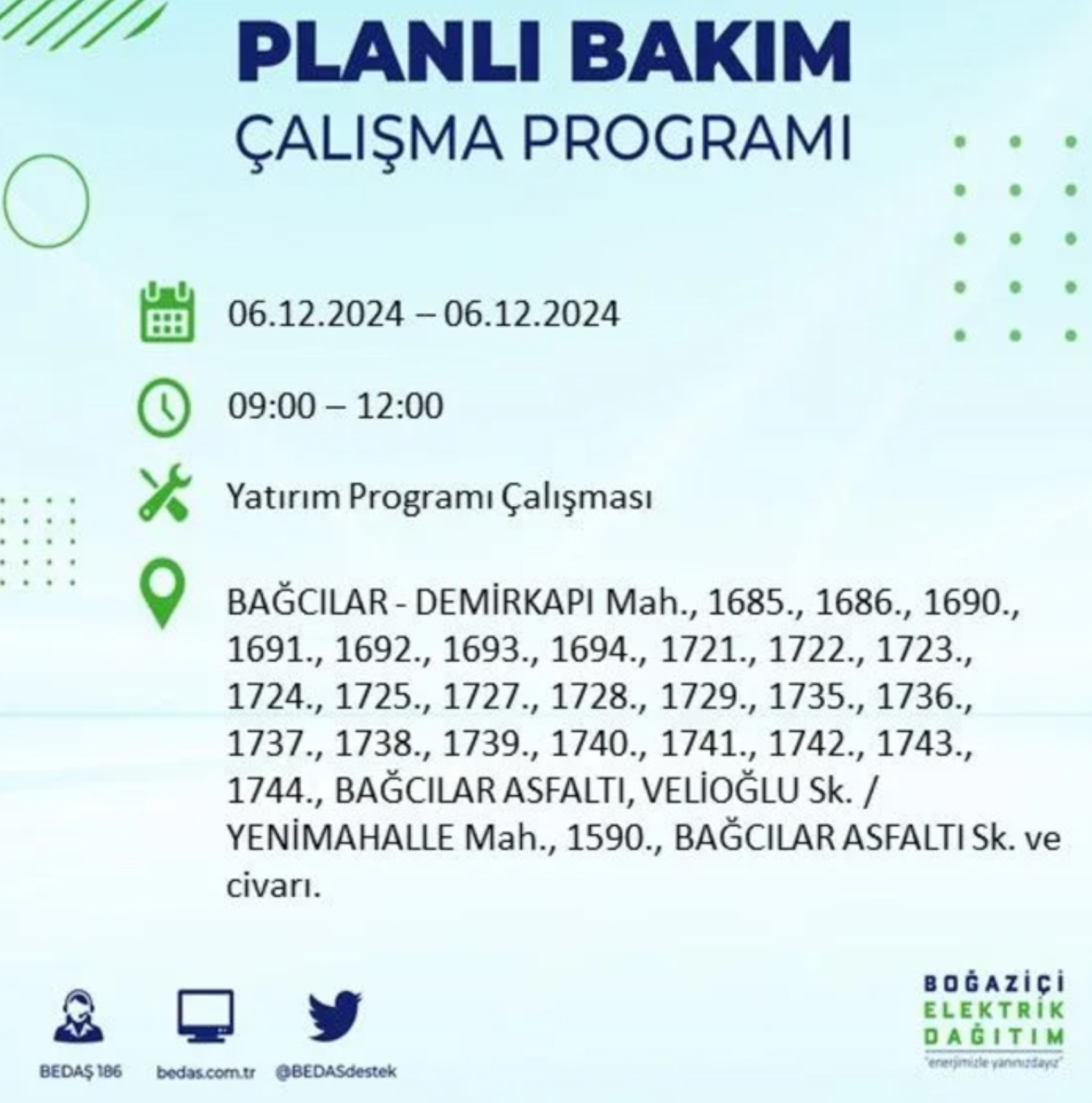 BEDAŞ açıkladı... İstanbul'da elektrik kesintisi: 6 Aralık'ta hangi mahalleler etkilenecek?