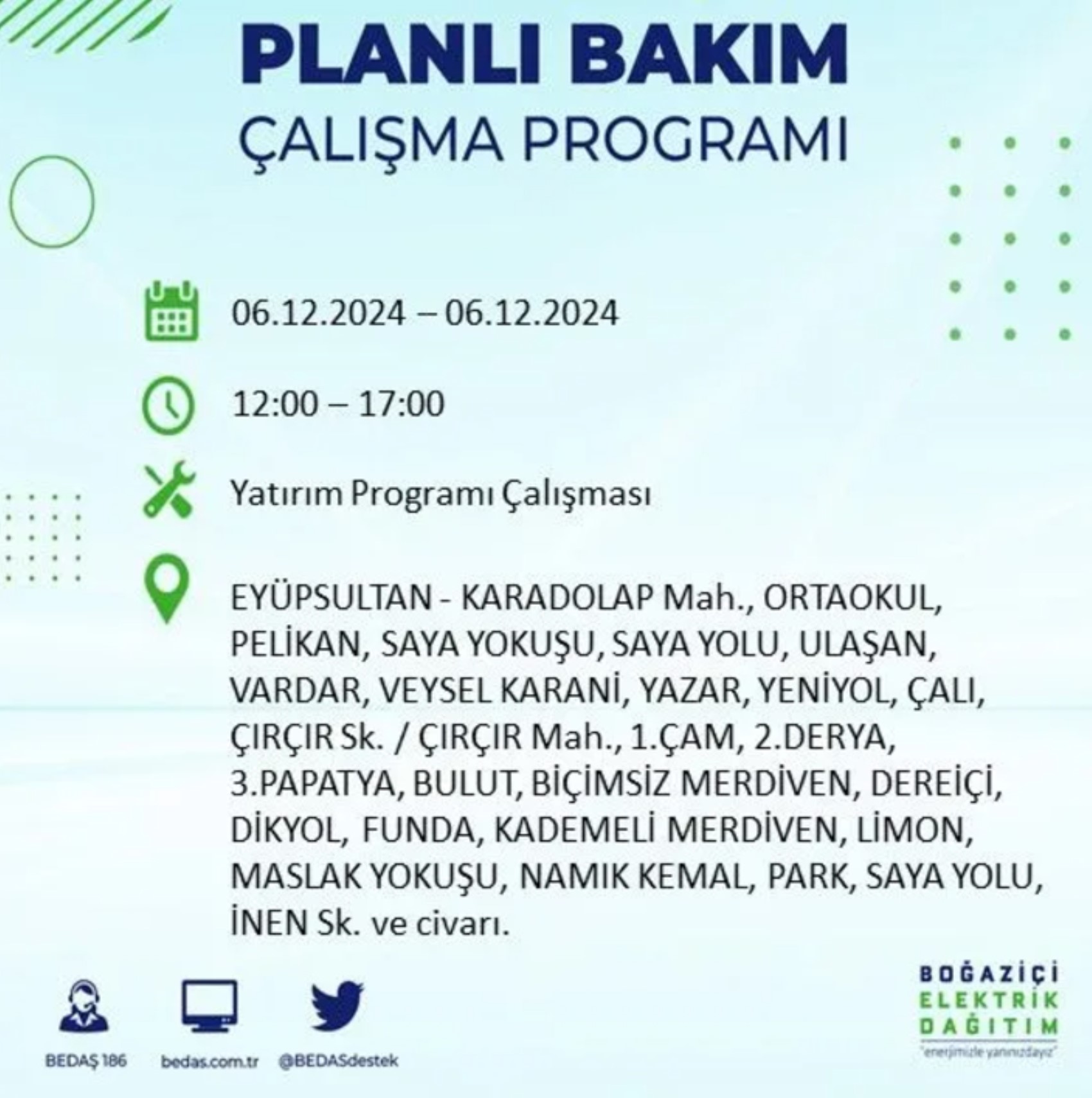 BEDAŞ açıkladı... İstanbul'da elektrik kesintisi: 6 Aralık'ta hangi mahalleler etkilenecek?