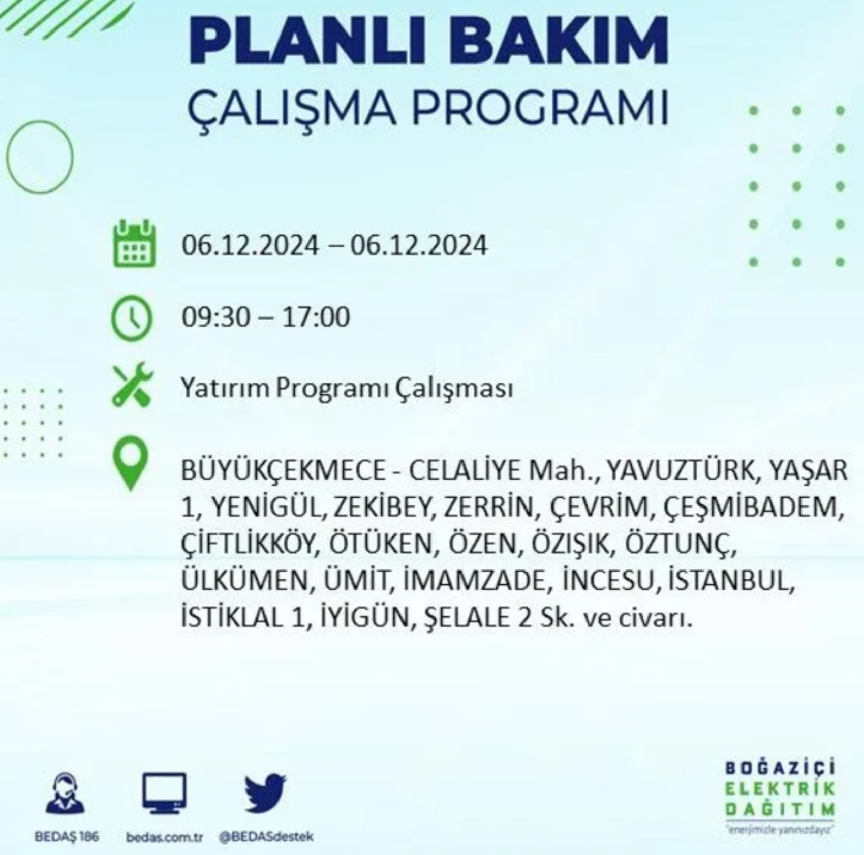 BEDAŞ açıkladı... İstanbul'da elektrik kesintisi: 6 Aralık'ta hangi mahalleler etkilenecek?