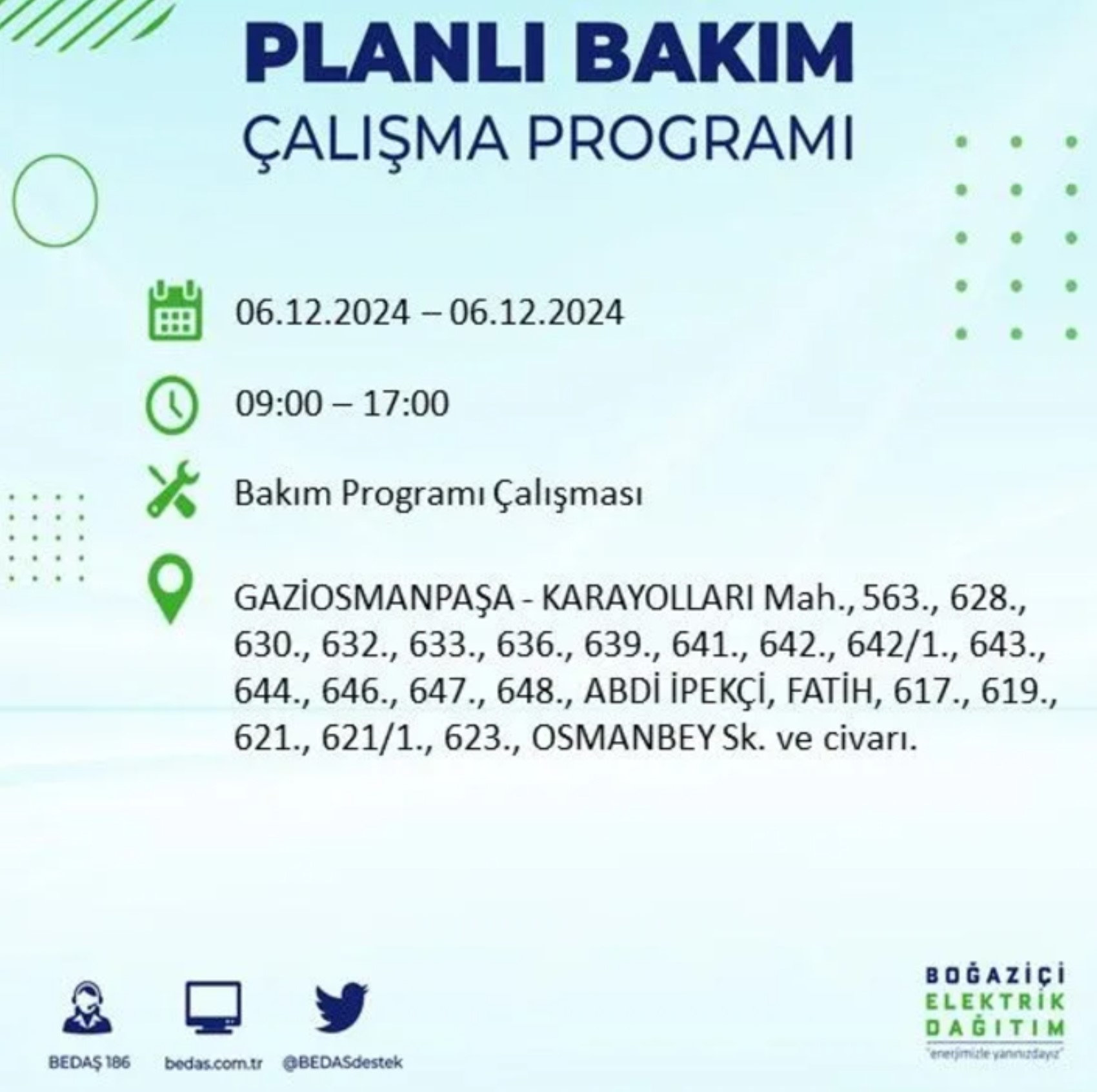 BEDAŞ açıkladı... İstanbul'da elektrik kesintisi: 6 Aralık'ta hangi mahalleler etkilenecek?