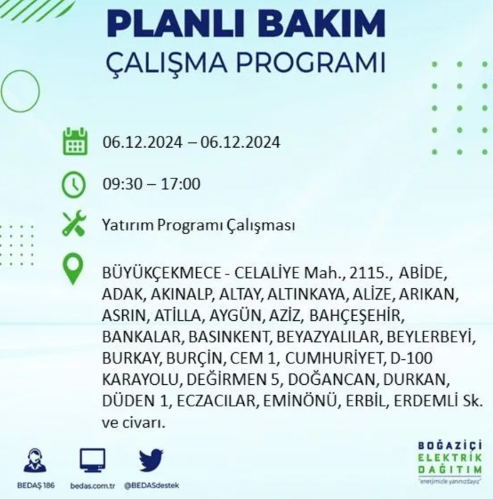 BEDAŞ açıkladı... İstanbul'da elektrik kesintisi: 6 Aralık'ta hangi mahalleler etkilenecek?