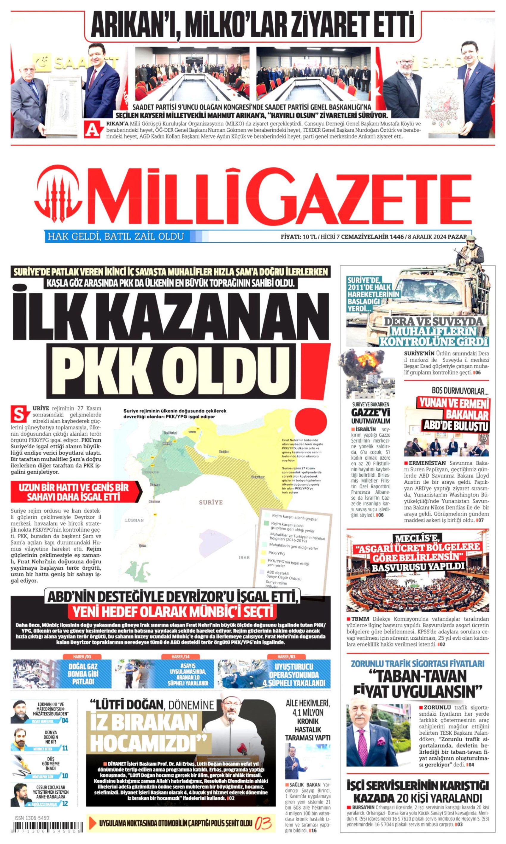 8 Aralık 2024 gazete manşetleri: Gazeteler, cihatçıların Şam'a ulaşmasını nasıl gördü?