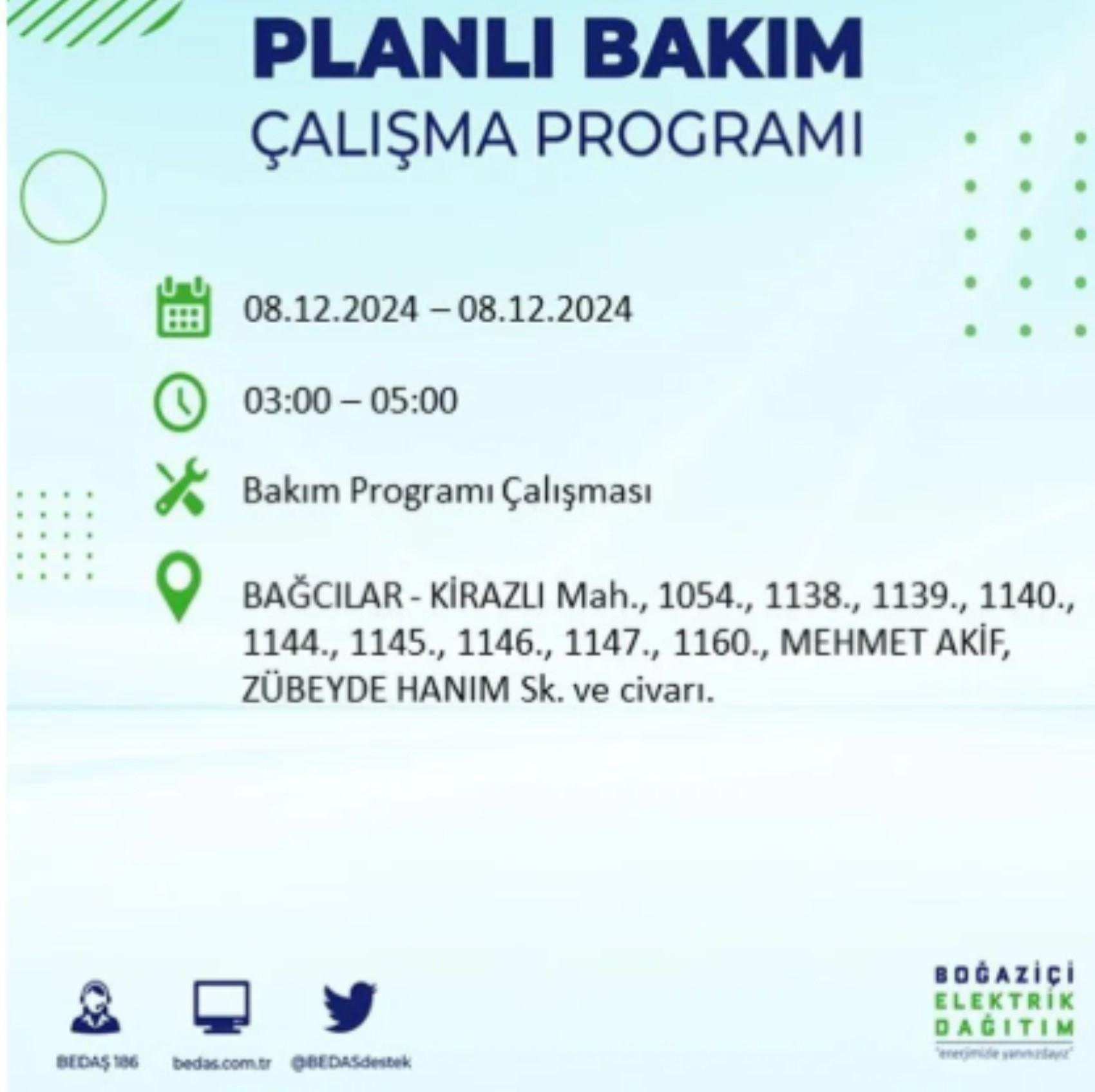 BEDAŞ açıkladı... İstanbul'da elektrik kesintisi: 8 Aralık'ta hangi mahalleler etkilenecek?