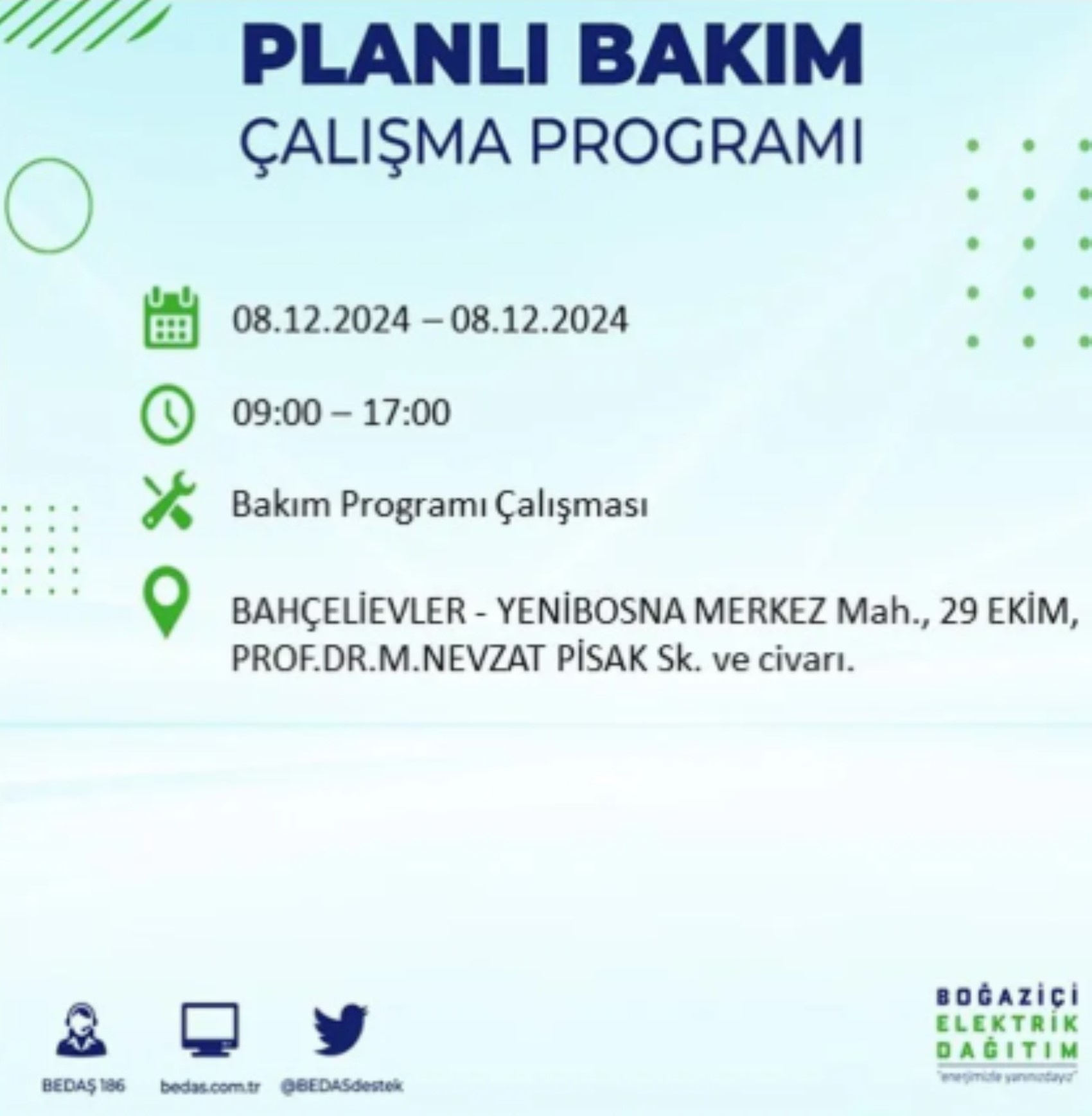 BEDAŞ açıkladı... İstanbul'da elektrik kesintisi: 8 Aralık'ta hangi mahalleler etkilenecek?