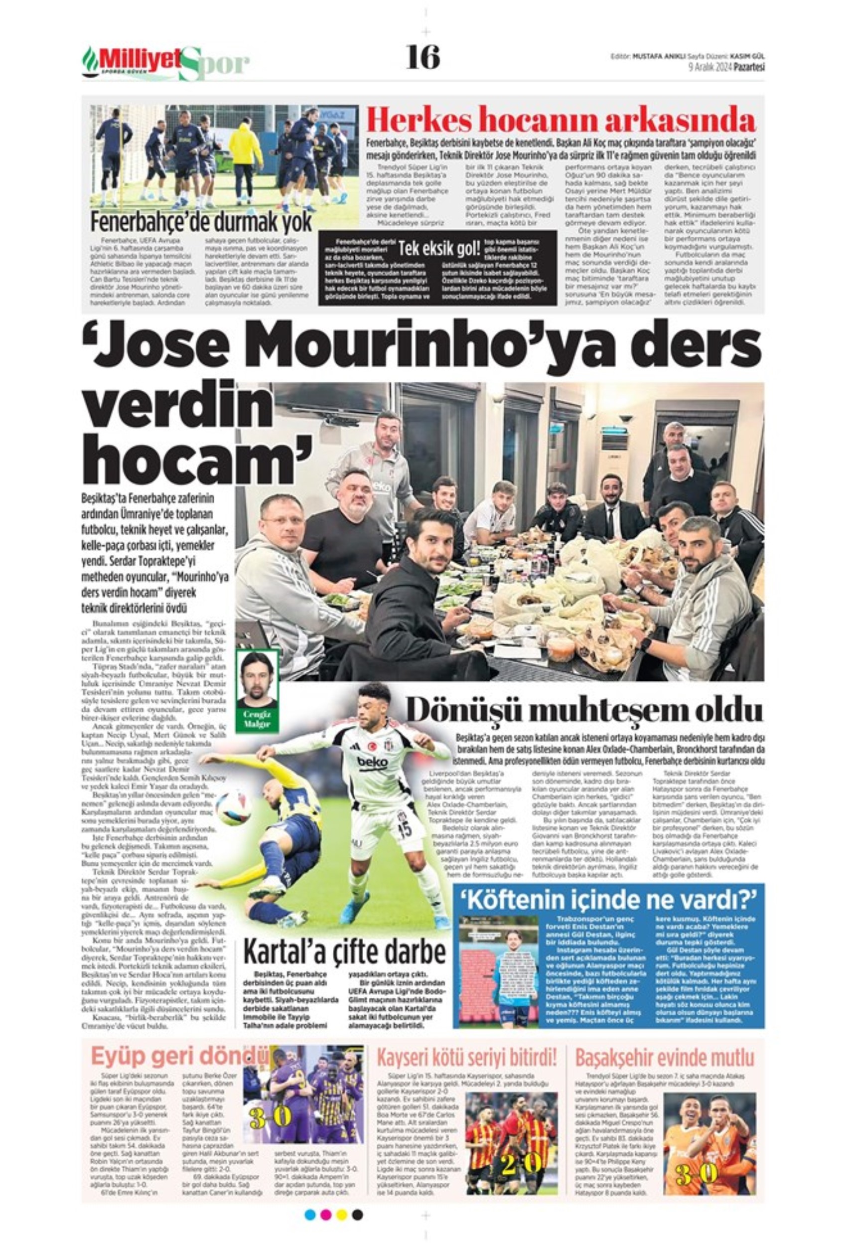 Le prime pagine dello sport (9 dicembre 2024): al Galatasaray 'bastano anche 10 uomini'