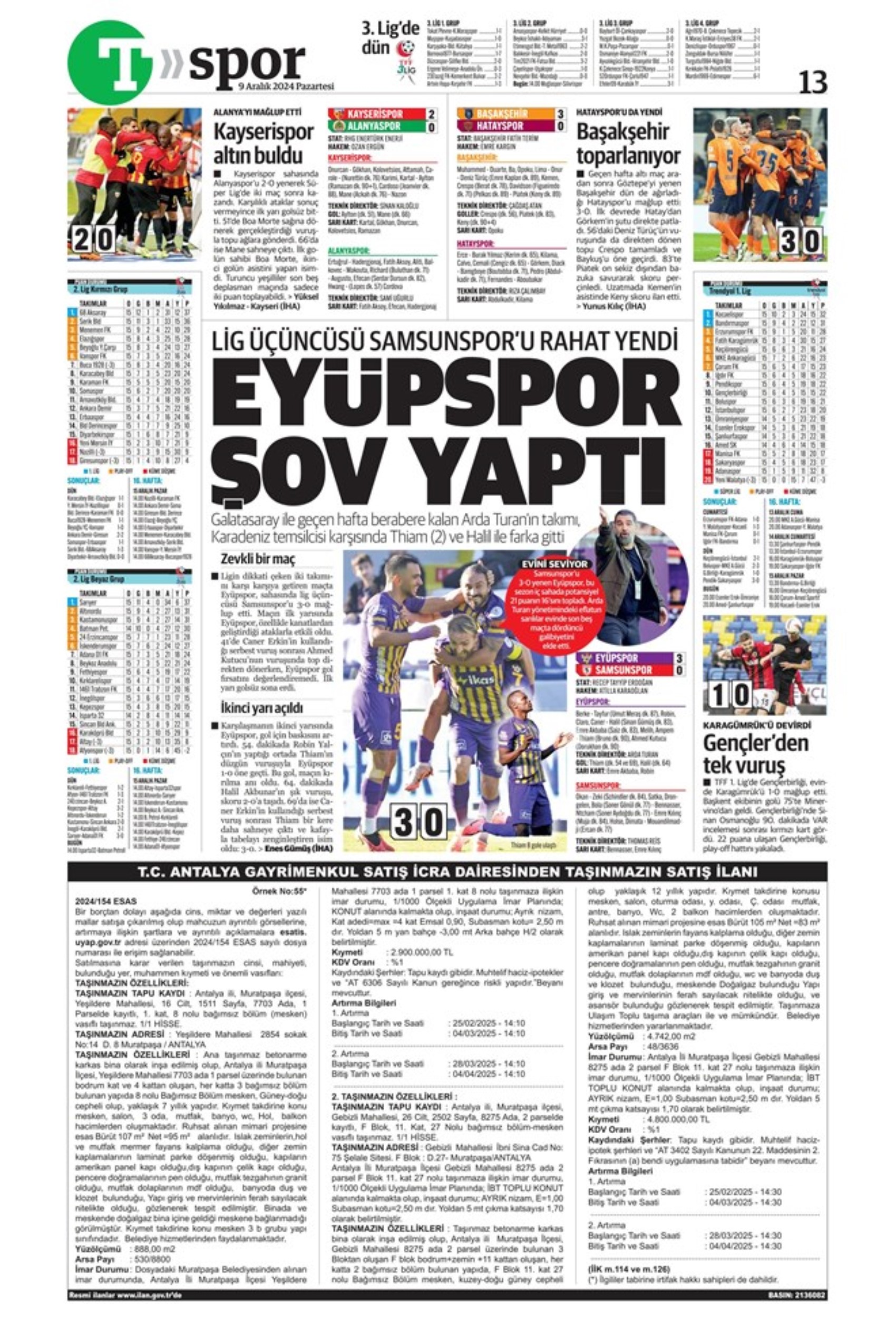 Le prime pagine dello sport (9 dicembre 2024): al Galatasaray 'bastano anche 10 uomini'