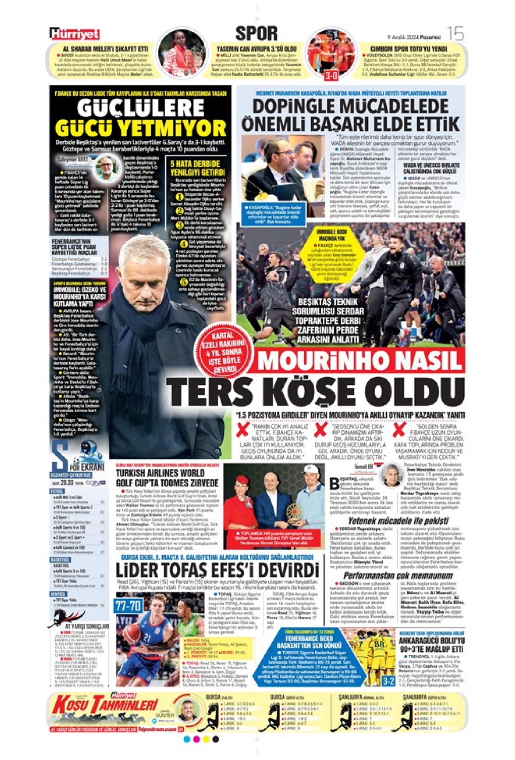 Le prime pagine dello sport (9 dicembre 2024): al Galatasaray 'bastano anche 10 uomini'