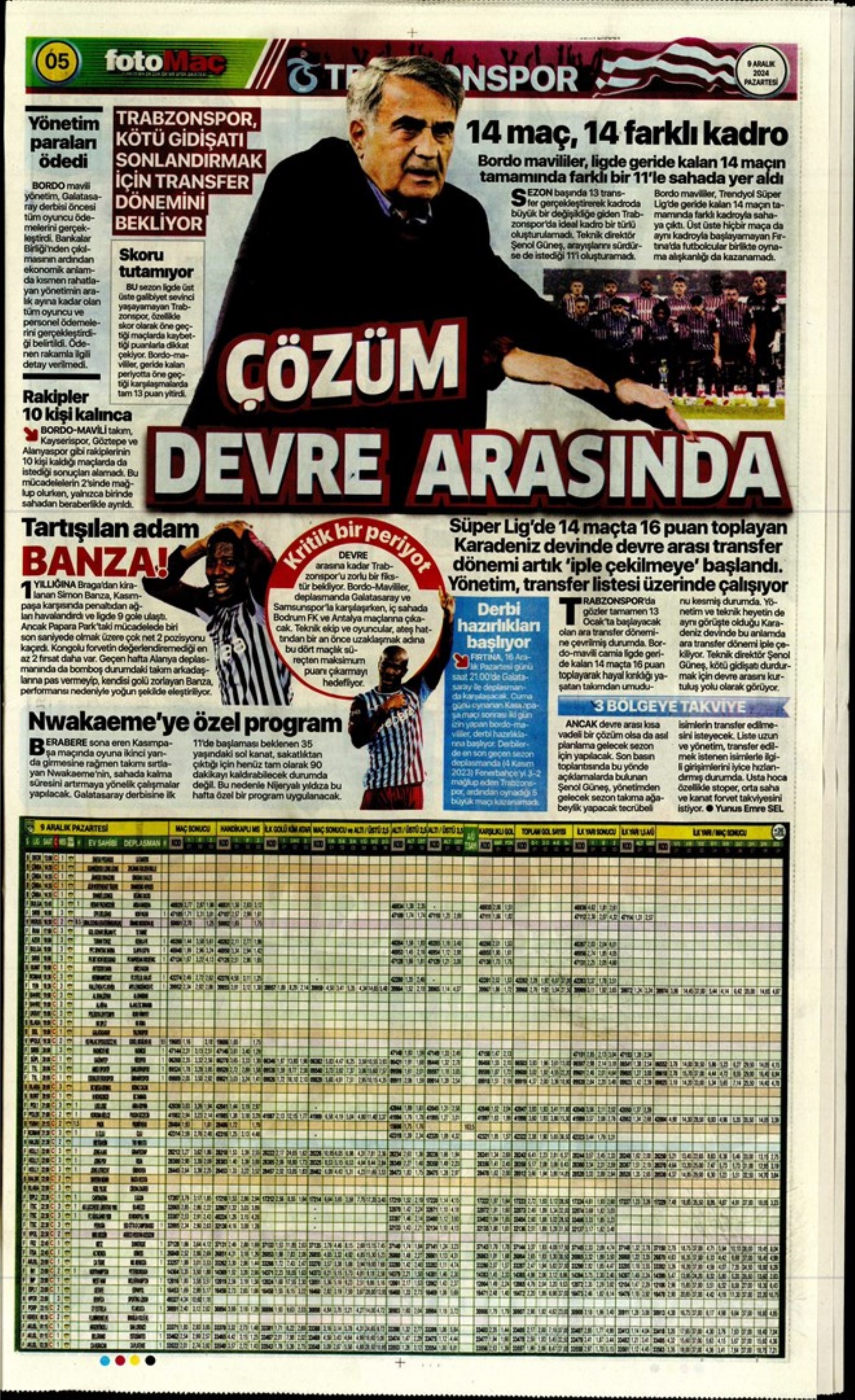 Le prime pagine dello sport (9 dicembre 2024): al Galatasaray 'bastano anche 10 uomini'