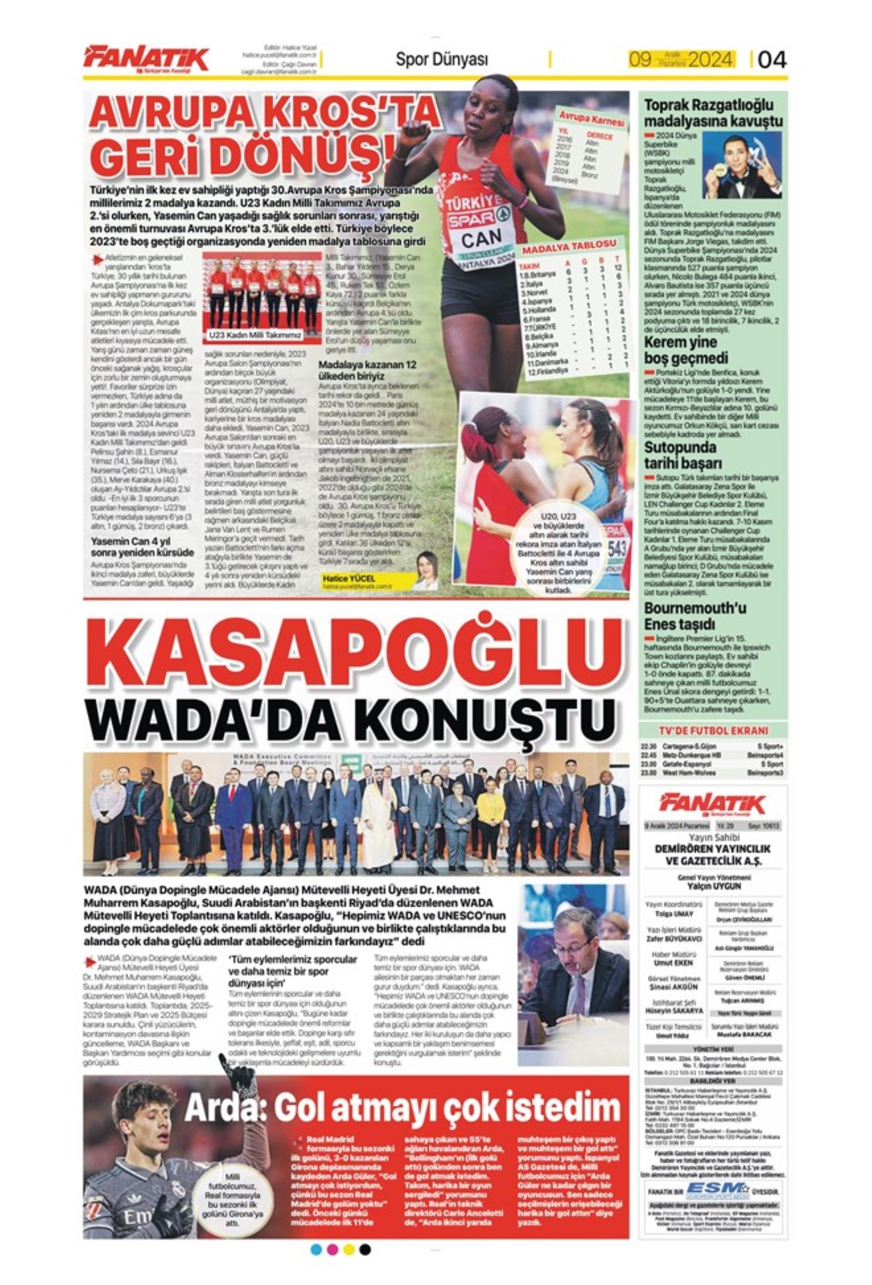 Le prime pagine dello sport (9 dicembre 2024): al Galatasaray 'bastano anche 10 uomini'