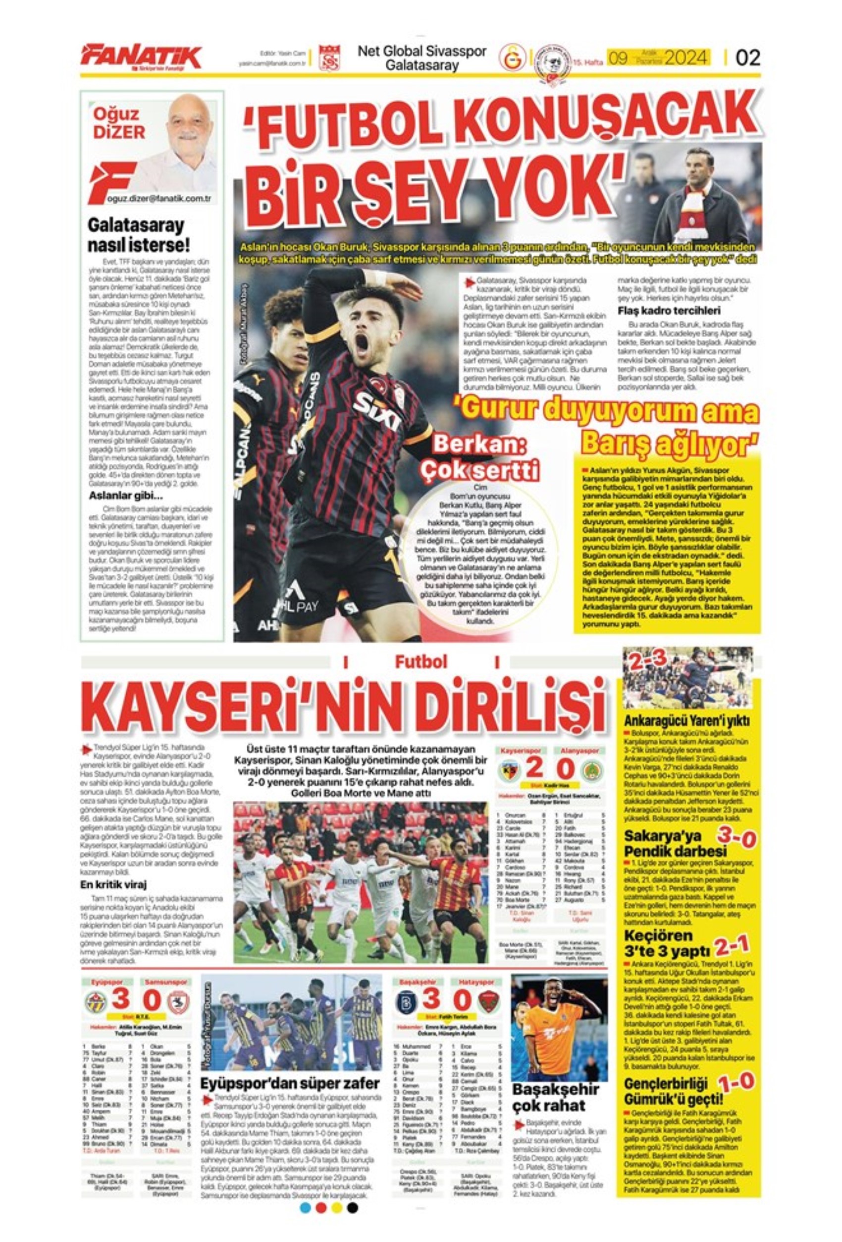 Le prime pagine dello sport (9 dicembre 2024): al Galatasaray 'bastano anche 10 uomini'