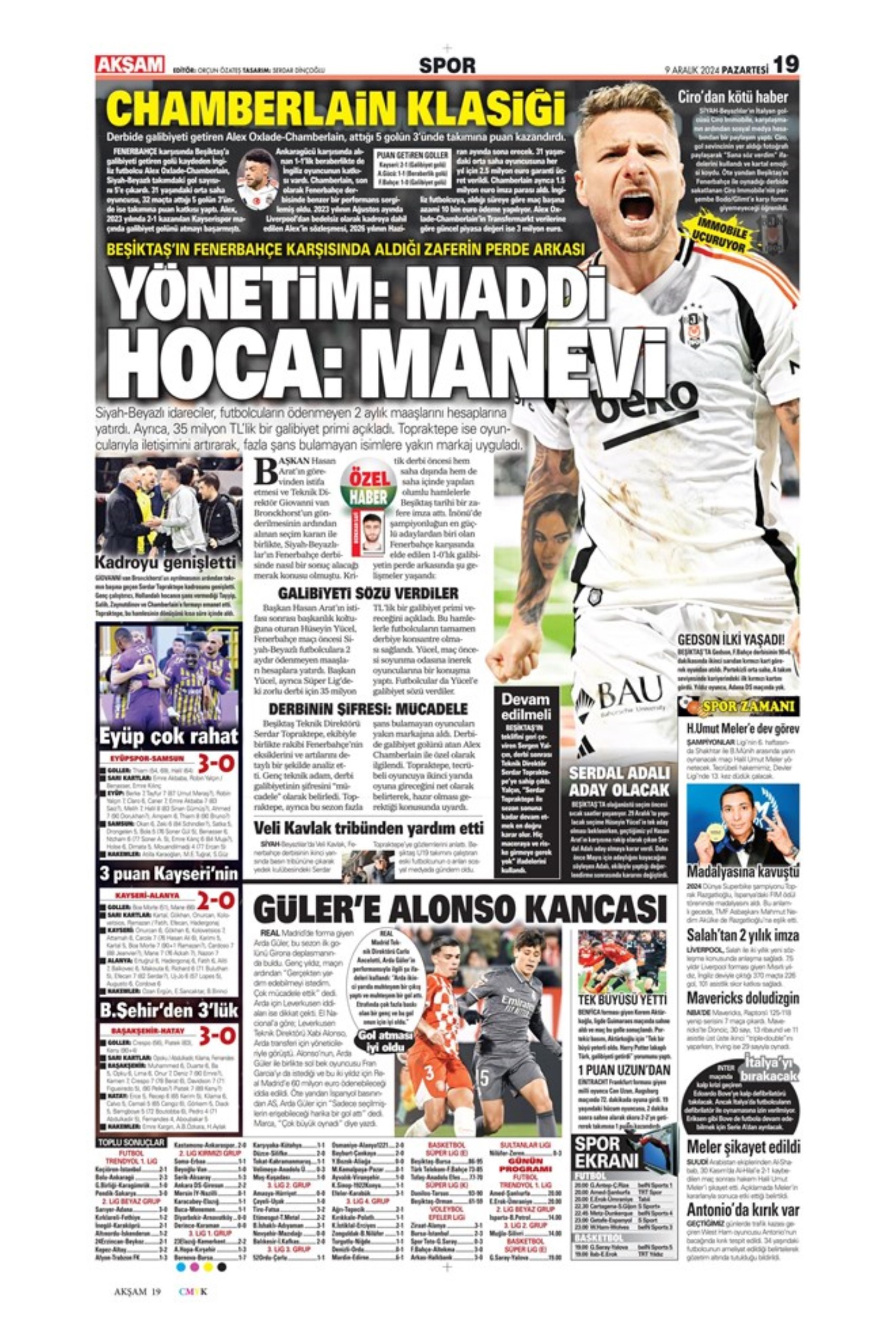 Le prime pagine dello sport (9 dicembre 2024): al Galatasaray 'bastano anche 10 uomini'
