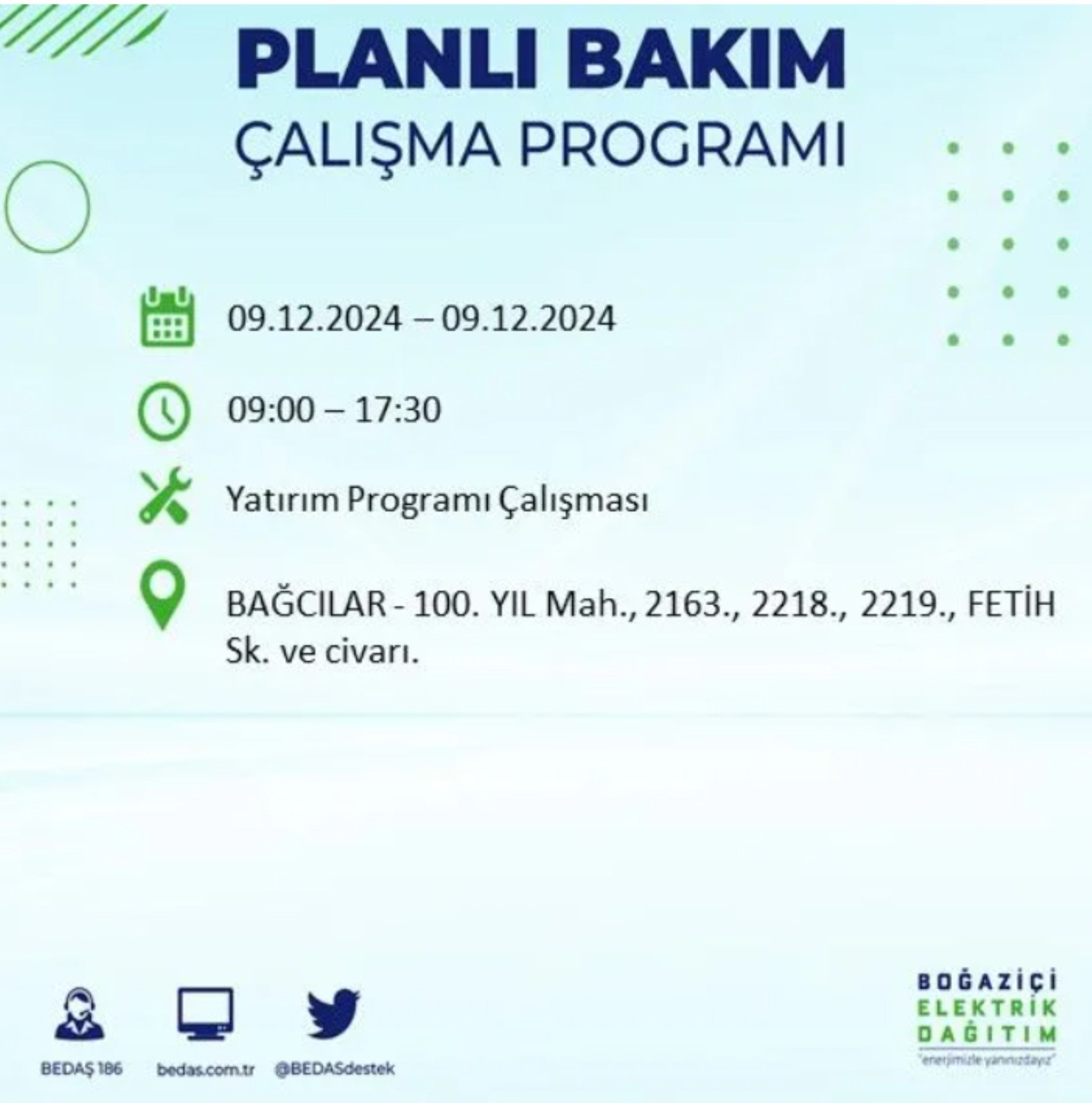 BEDAŞ açıkladı... İstanbul'da elektrik kesintisi: 9 Aralık'ta hangi mahalleler etkilenecek?