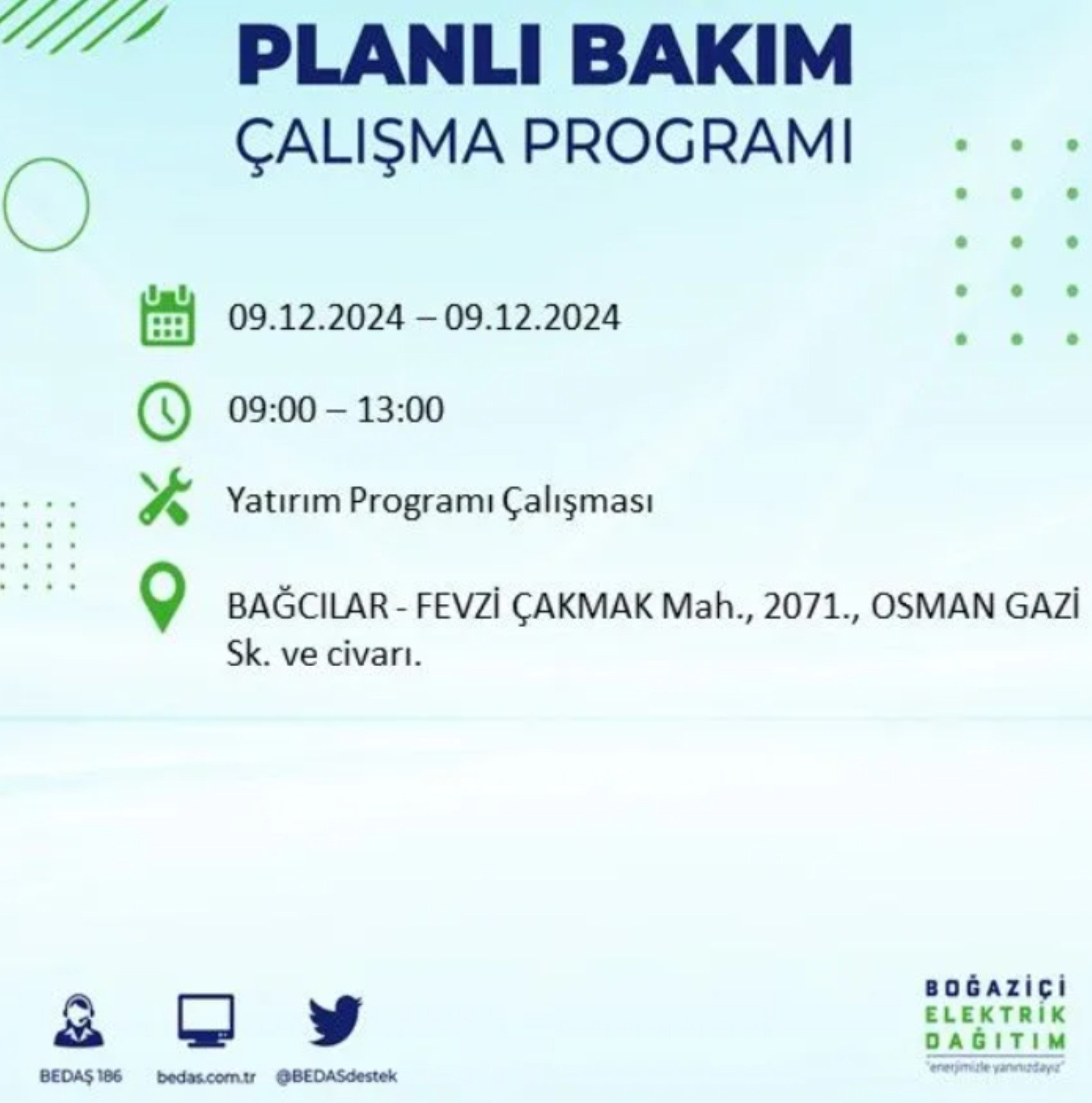 BEDAŞ açıkladı... İstanbul'da elektrik kesintisi: 9 Aralık'ta hangi mahalleler etkilenecek?