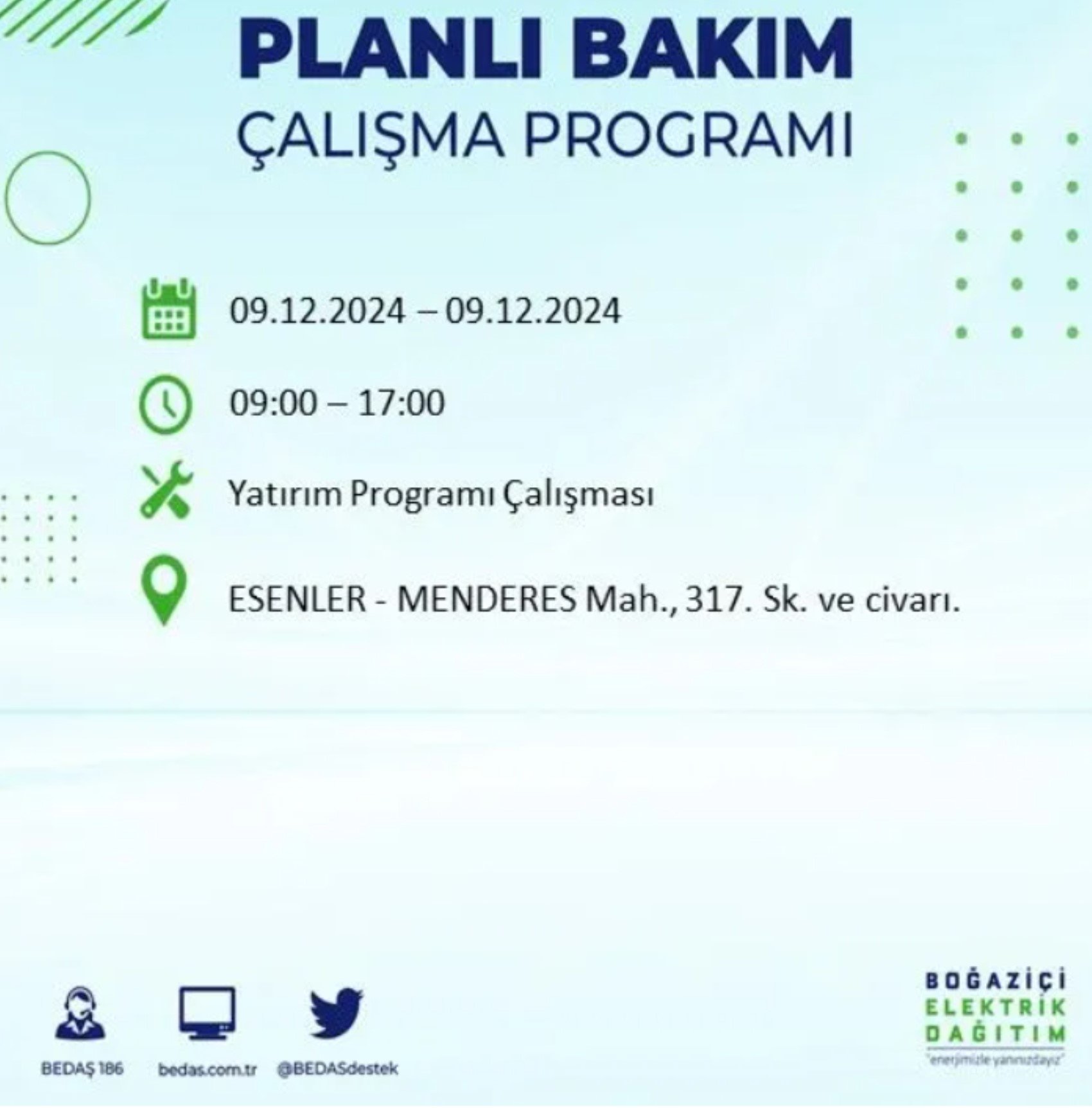 BEDAŞ açıkladı... İstanbul'da elektrik kesintisi: 9 Aralık'ta hangi mahalleler etkilenecek?