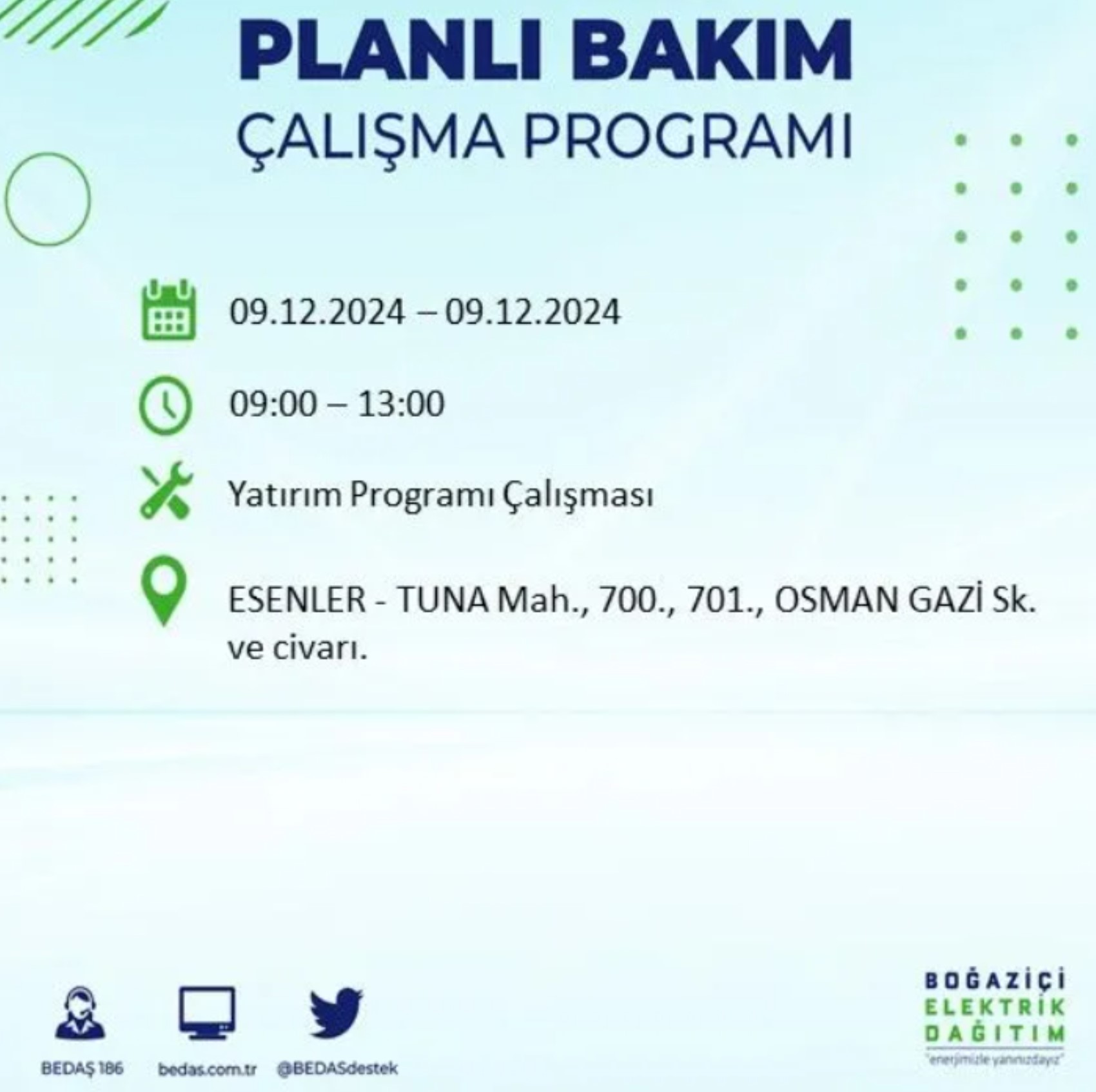 BEDAŞ açıkladı... İstanbul'da elektrik kesintisi: 9 Aralık'ta hangi mahalleler etkilenecek?