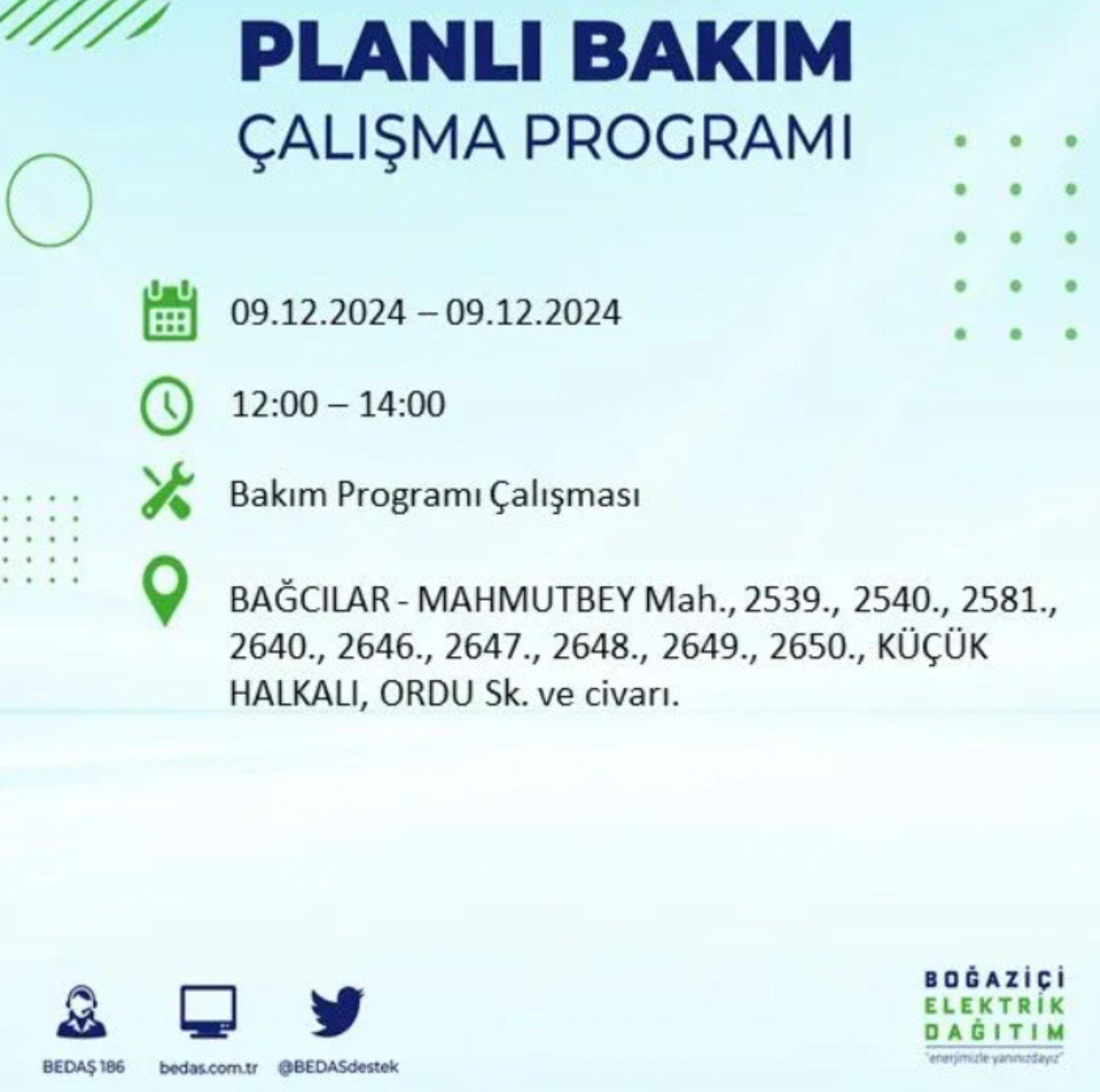 BEDAŞ açıkladı... İstanbul'da elektrik kesintisi: 9 Aralık'ta hangi mahalleler etkilenecek?