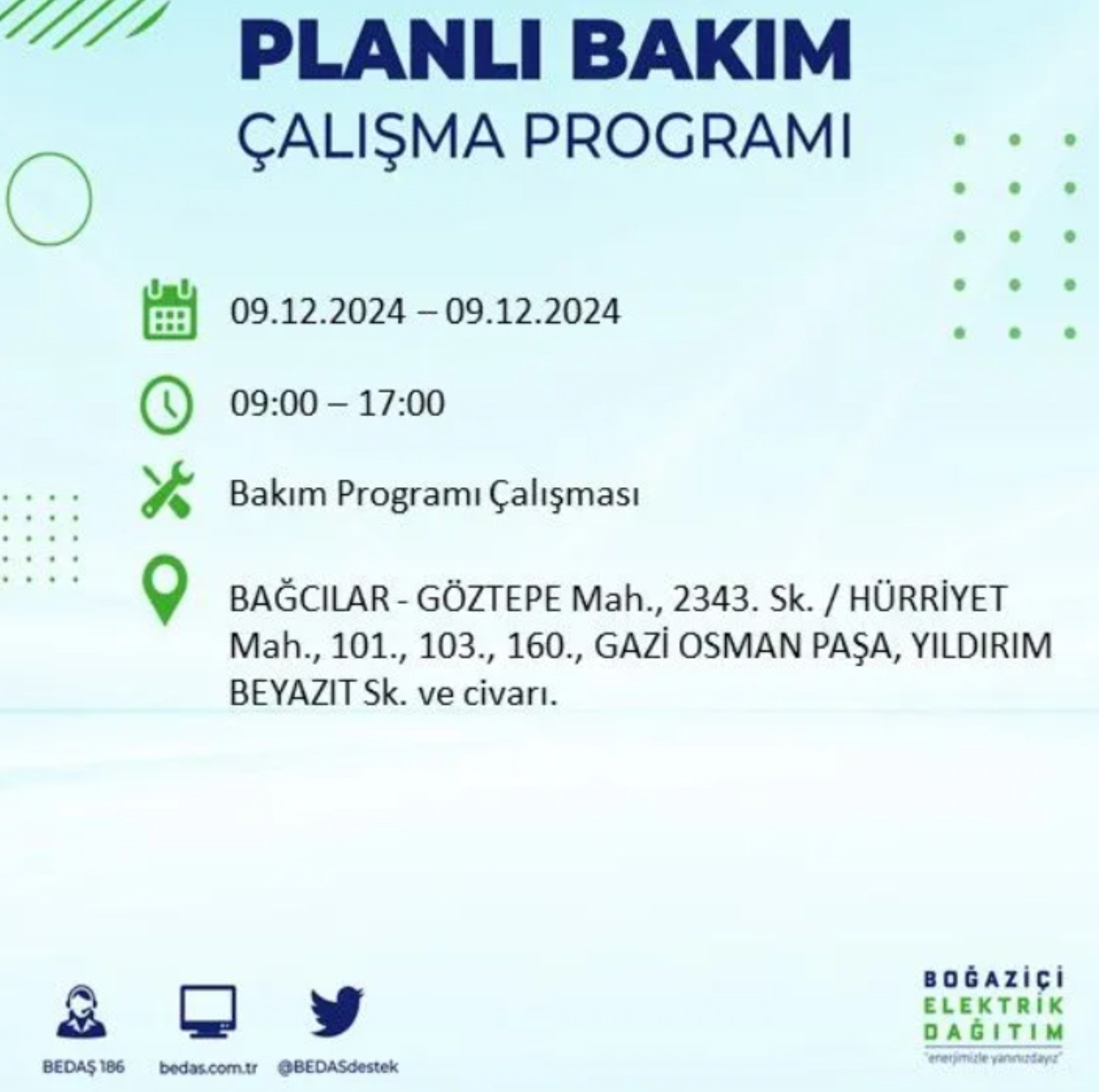 BEDAŞ açıkladı... İstanbul'da elektrik kesintisi: 9 Aralık'ta hangi mahalleler etkilenecek?