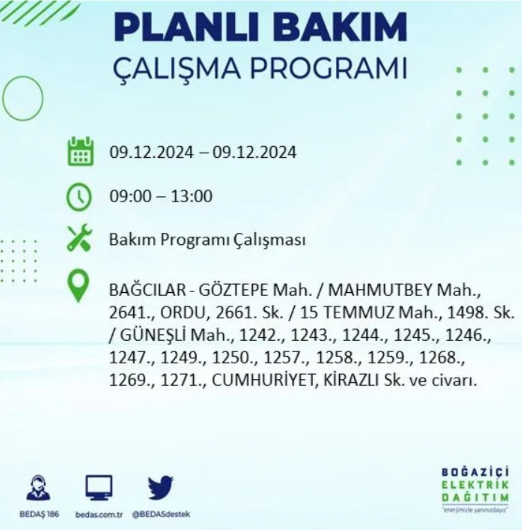 BEDAŞ açıkladı... İstanbul'da elektrik kesintisi: 9 Aralık'ta hangi mahalleler etkilenecek?