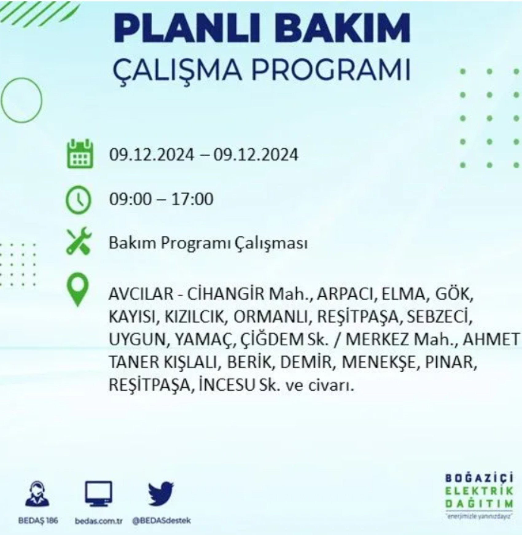 BEDAŞ açıkladı... İstanbul'da elektrik kesintisi: 9 Aralık'ta hangi mahalleler etkilenecek?