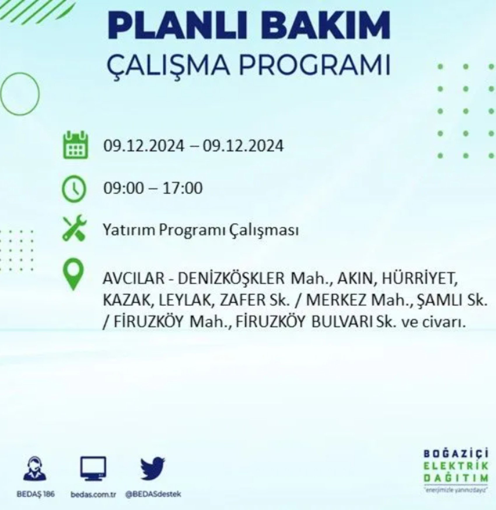 BEDAŞ açıkladı... İstanbul'da elektrik kesintisi: 9 Aralık'ta hangi mahalleler etkilenecek?