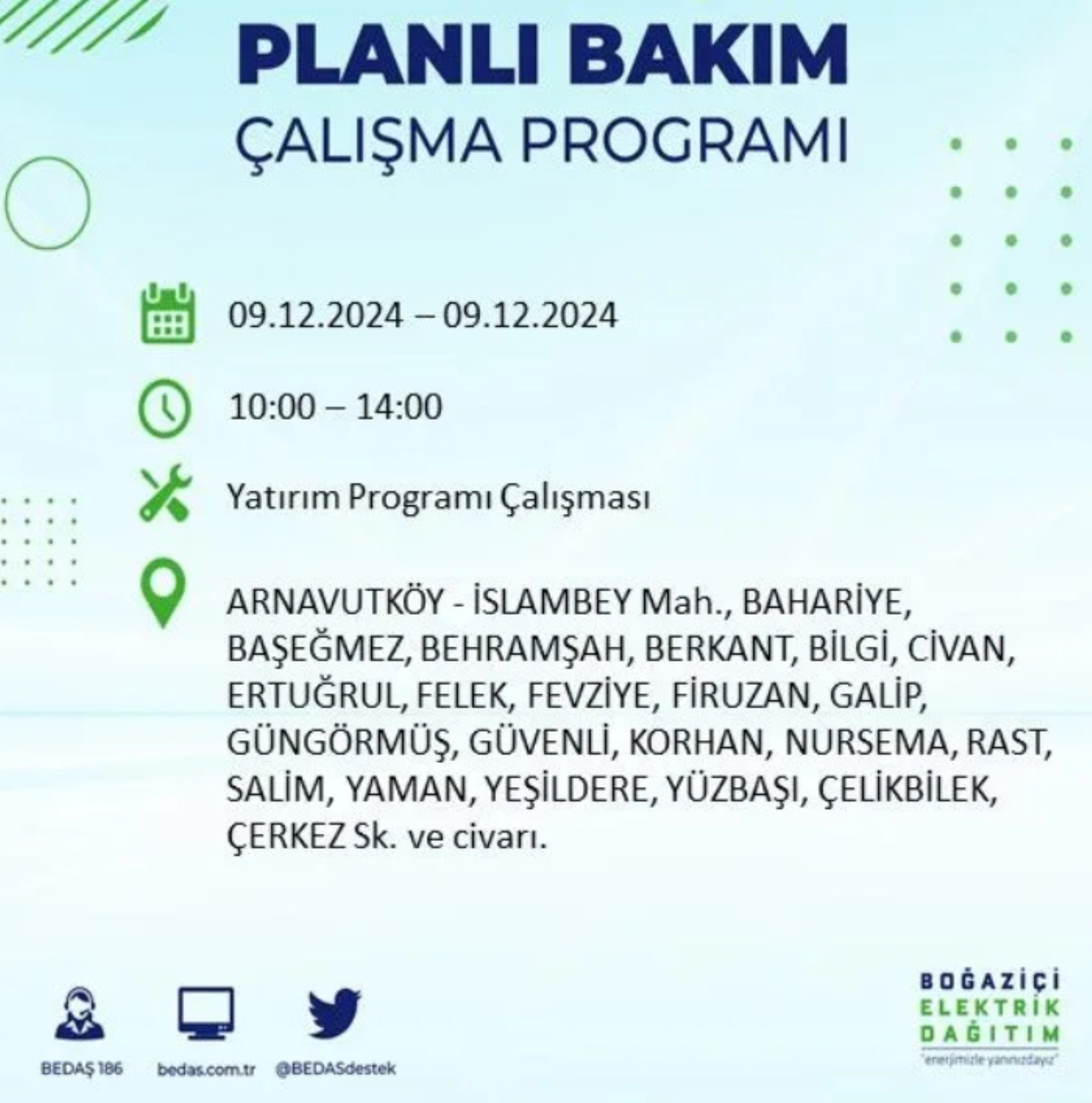 BEDAŞ açıkladı... İstanbul'da elektrik kesintisi: 9 Aralık'ta hangi mahalleler etkilenecek?