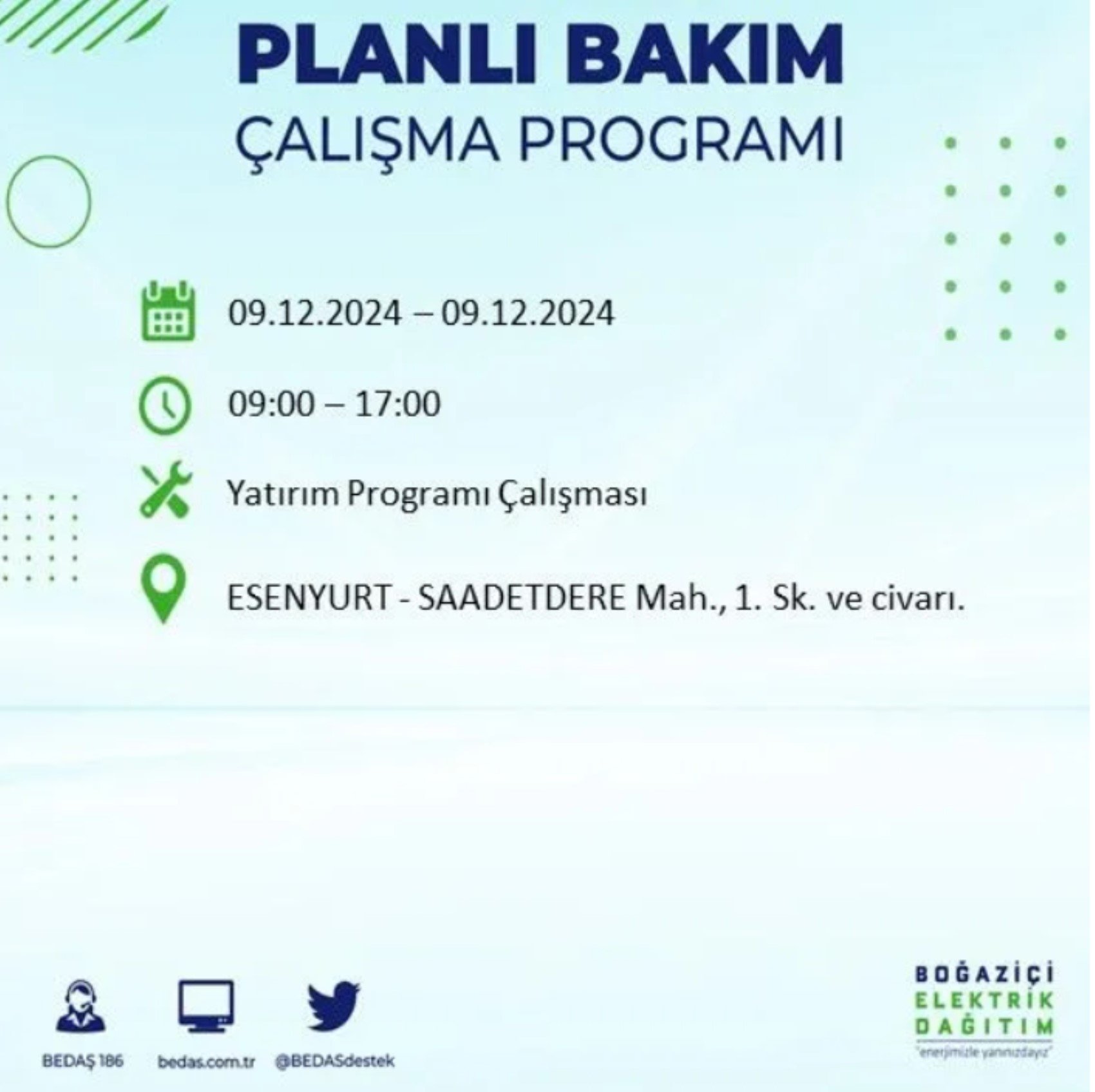 BEDAŞ açıkladı... İstanbul'da elektrik kesintisi: 9 Aralık'ta hangi mahalleler etkilenecek?