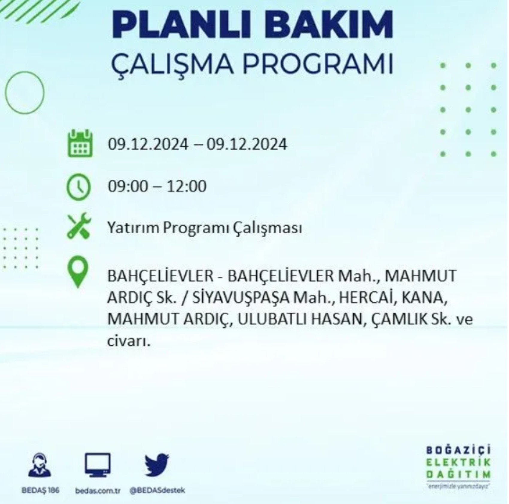 BEDAŞ açıkladı... İstanbul'da elektrik kesintisi: 9 Aralık'ta hangi mahalleler etkilenecek?