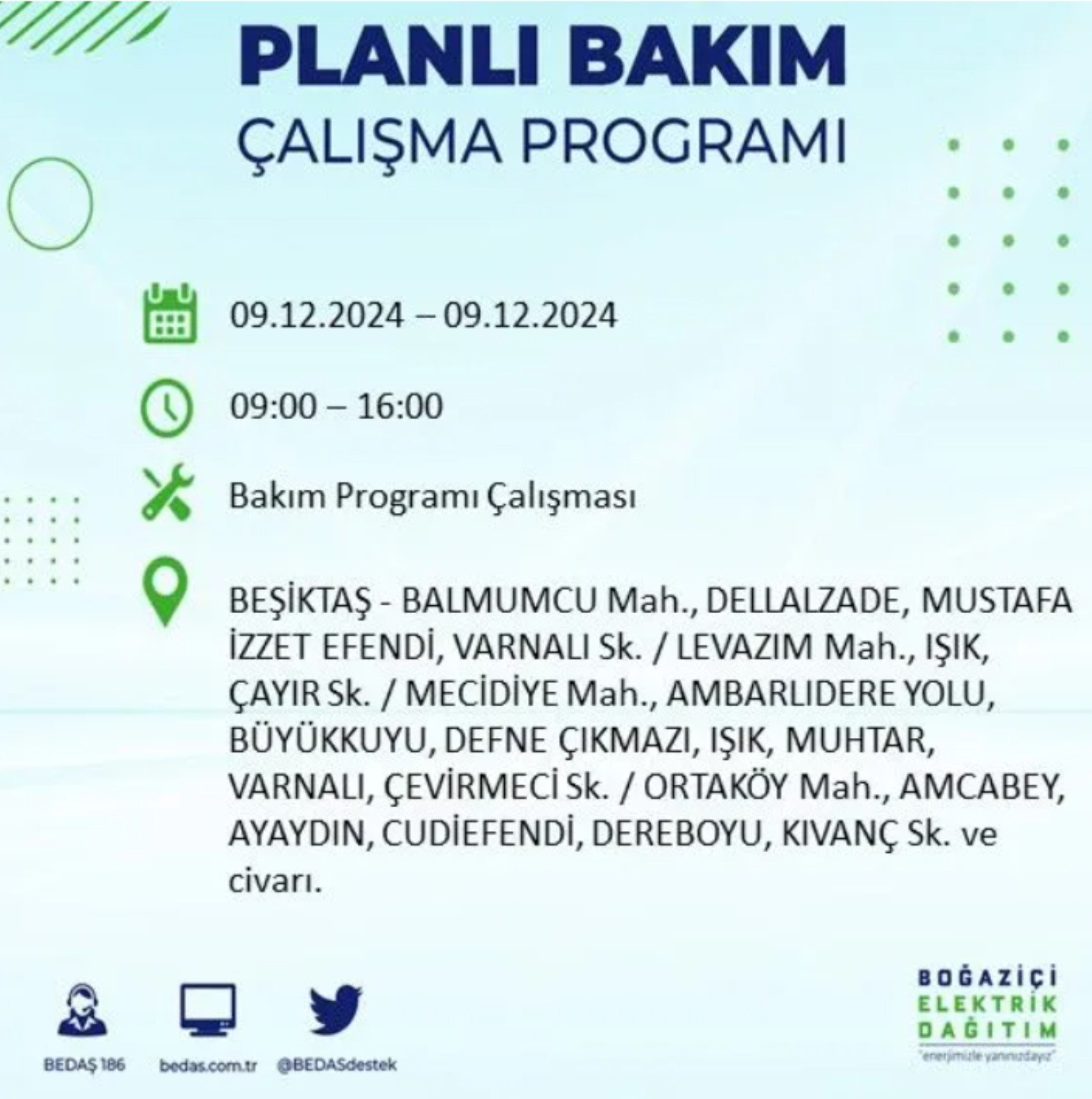 BEDAŞ açıkladı... İstanbul'da elektrik kesintisi: 9 Aralık'ta hangi mahalleler etkilenecek?