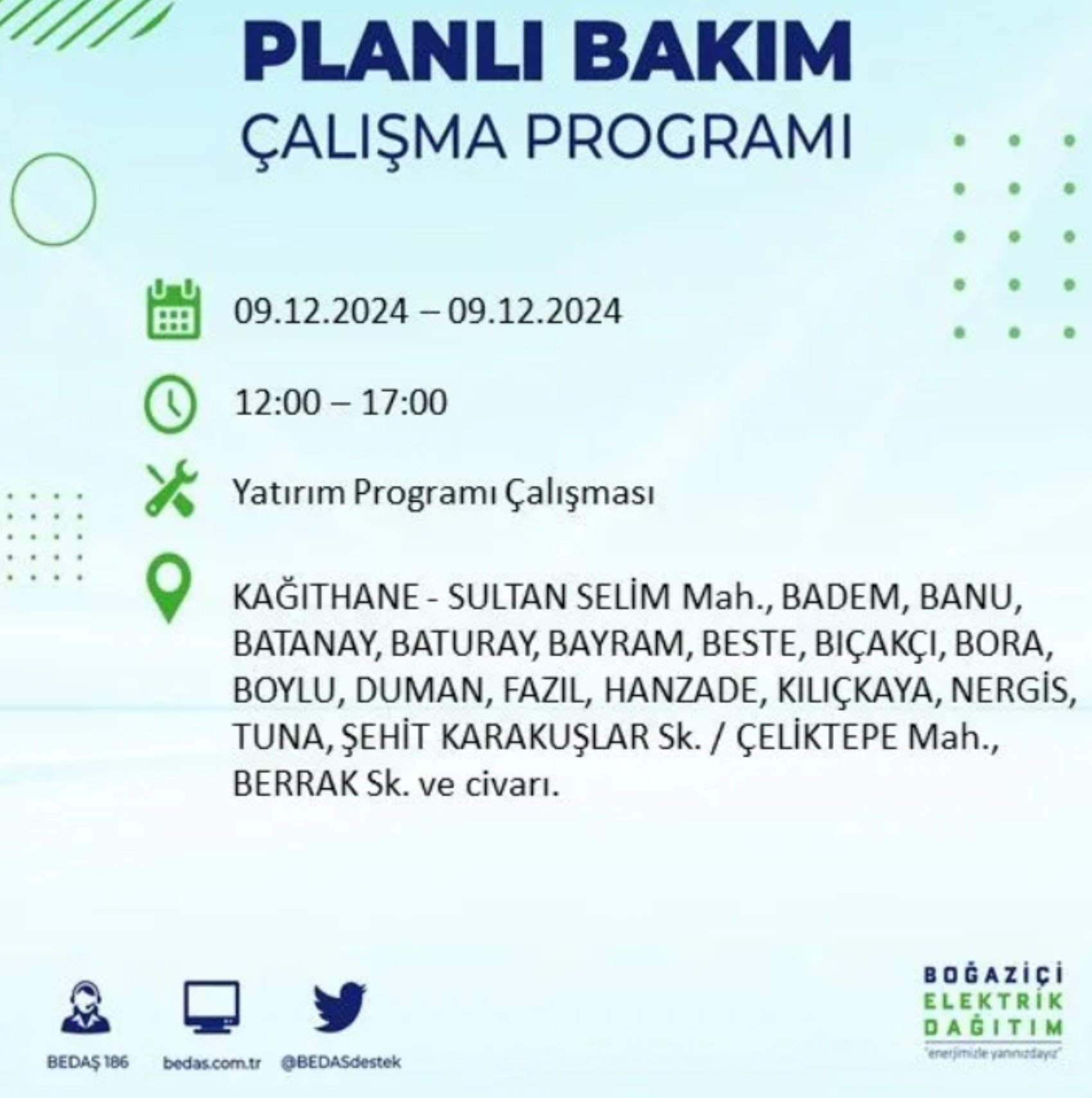 BEDAŞ açıkladı... İstanbul'da elektrik kesintisi: 9 Aralık'ta hangi mahalleler etkilenecek?