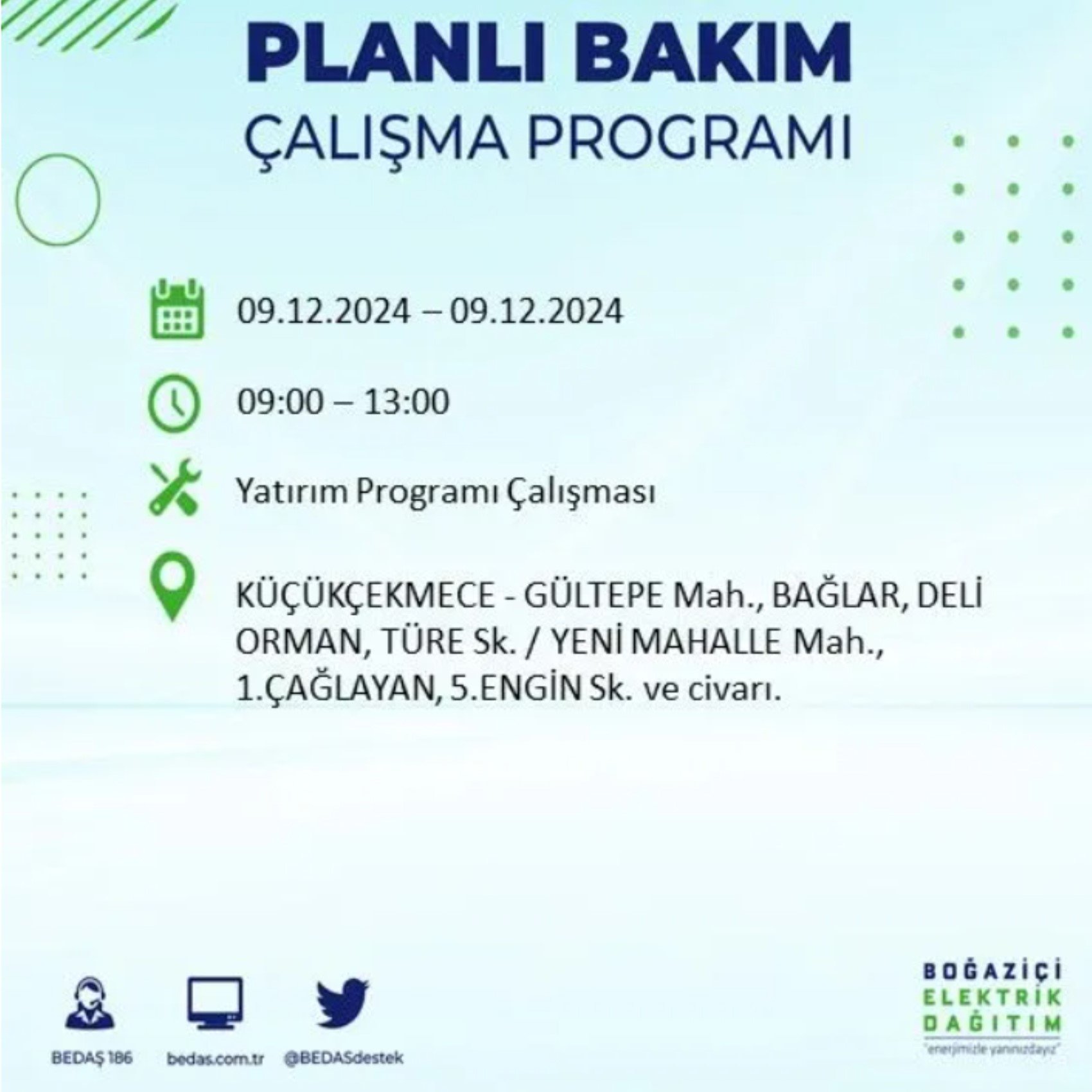 BEDAŞ açıkladı... İstanbul'da elektrik kesintisi: 9 Aralık'ta hangi mahalleler etkilenecek?