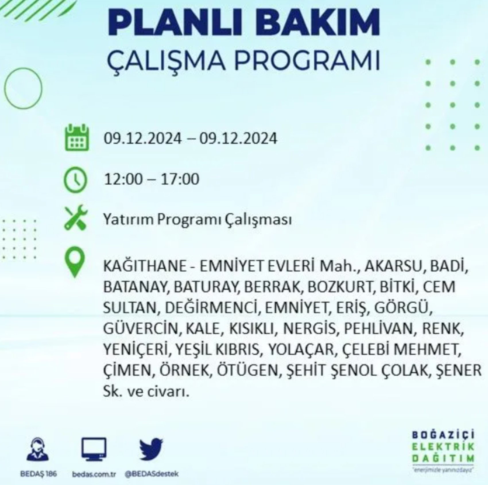 BEDAŞ açıkladı... İstanbul'da elektrik kesintisi: 9 Aralık'ta hangi mahalleler etkilenecek?