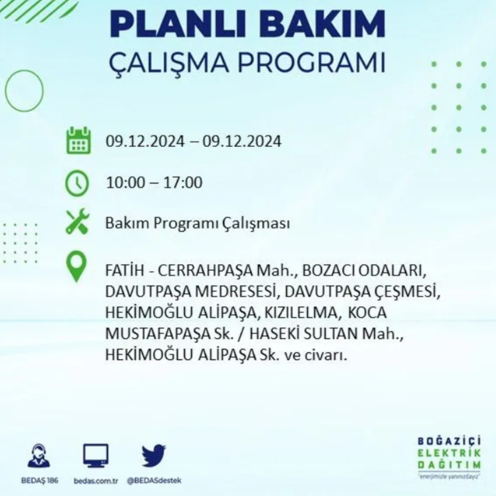 BEDAŞ açıkladı... İstanbul'da elektrik kesintisi: 9 Aralık'ta hangi mahalleler etkilenecek?