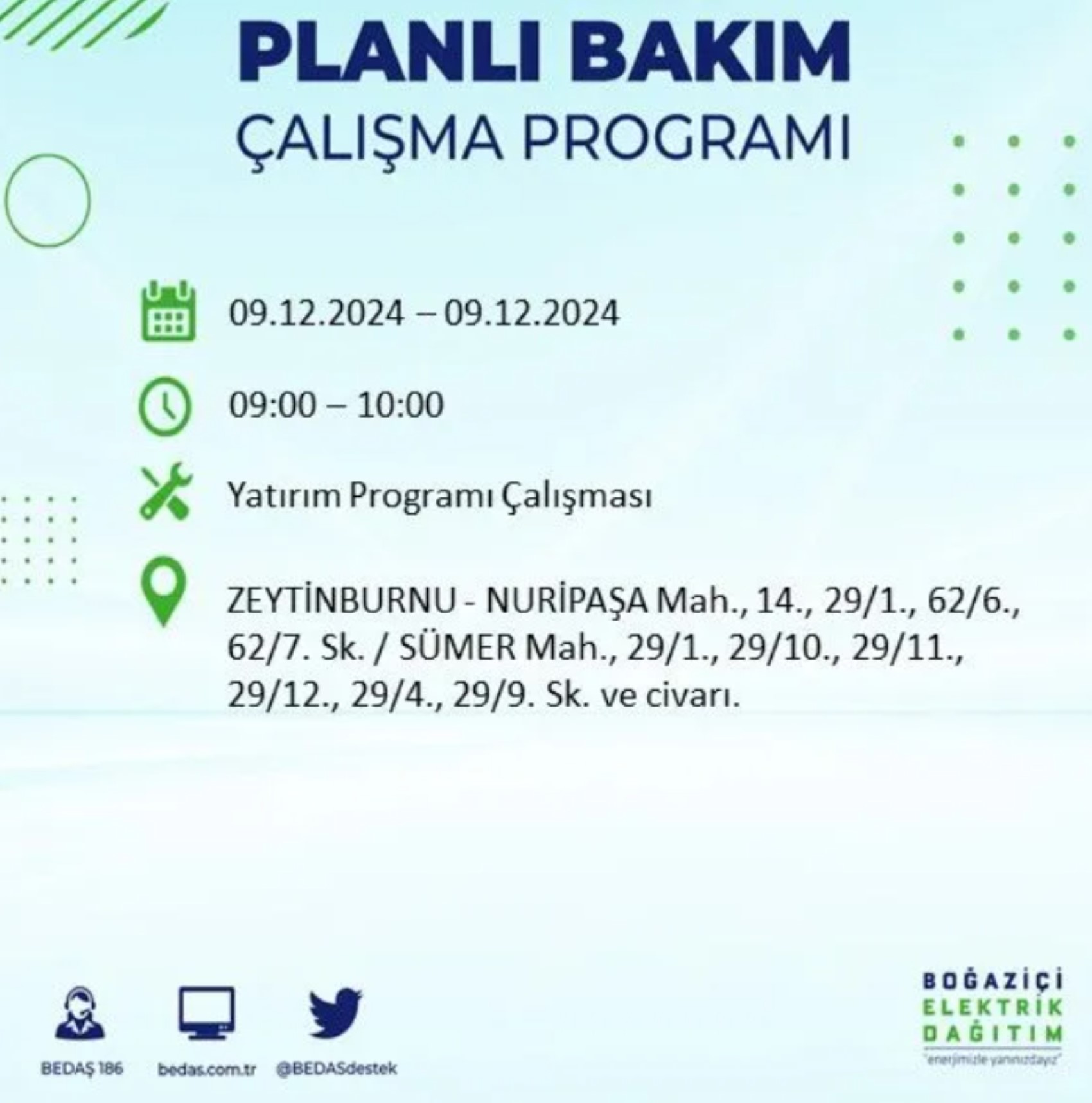 BEDAŞ açıkladı... İstanbul'da elektrik kesintisi: 9 Aralık'ta hangi mahalleler etkilenecek?